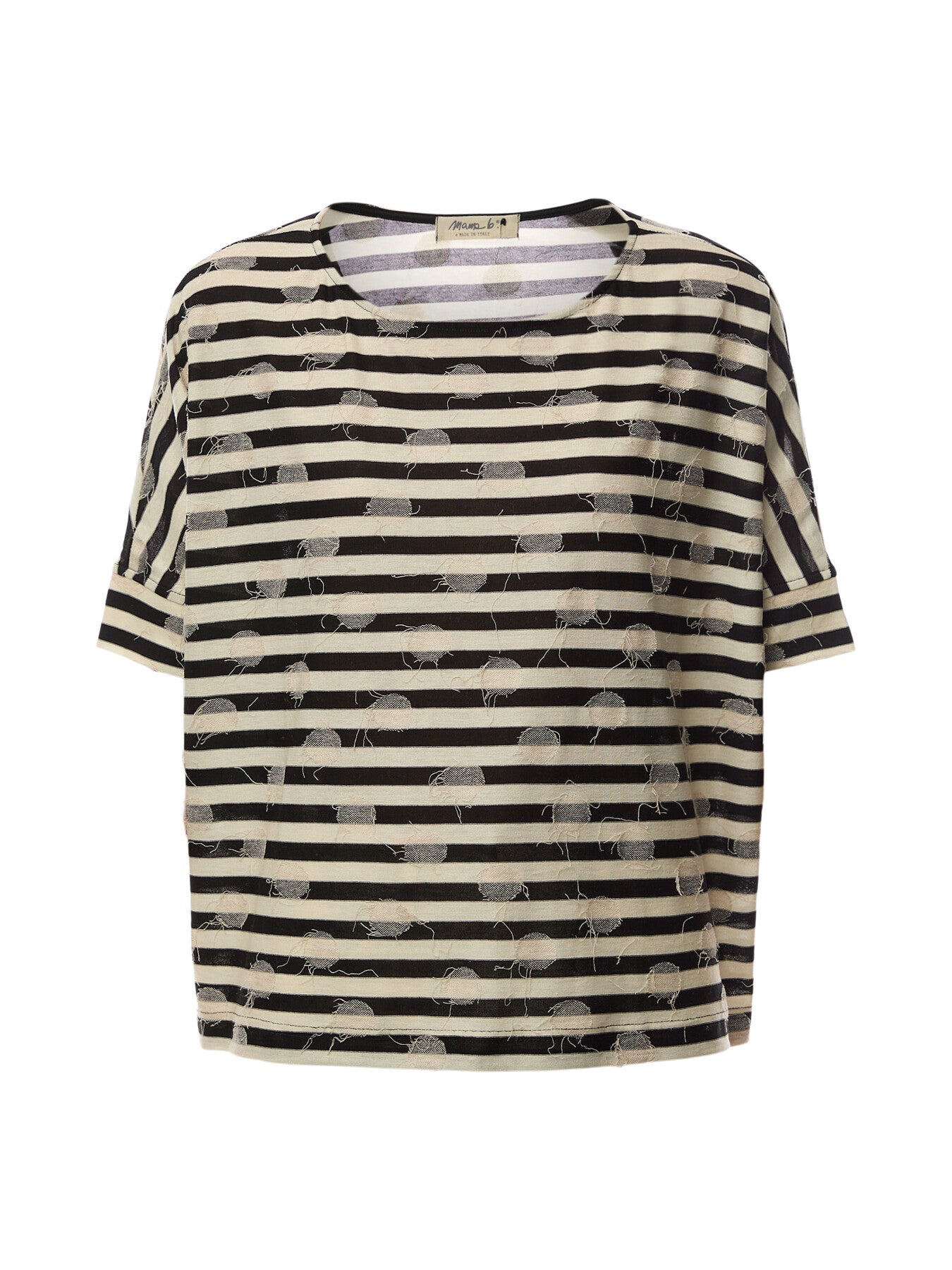 Striped 3/4 Sleeve Top with white Spots