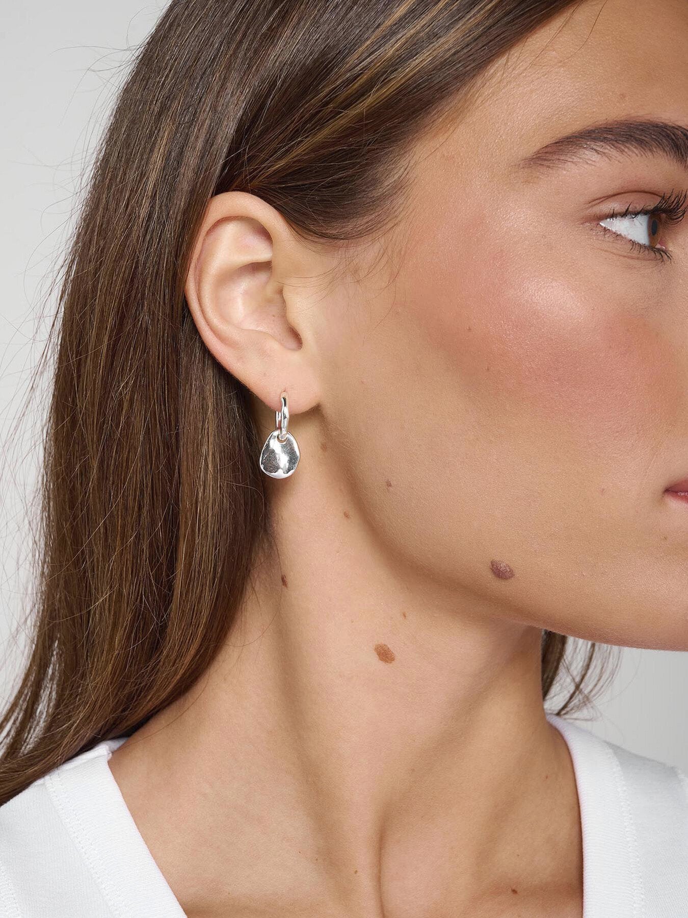 Mist Pebble Drop Hoop Earrings