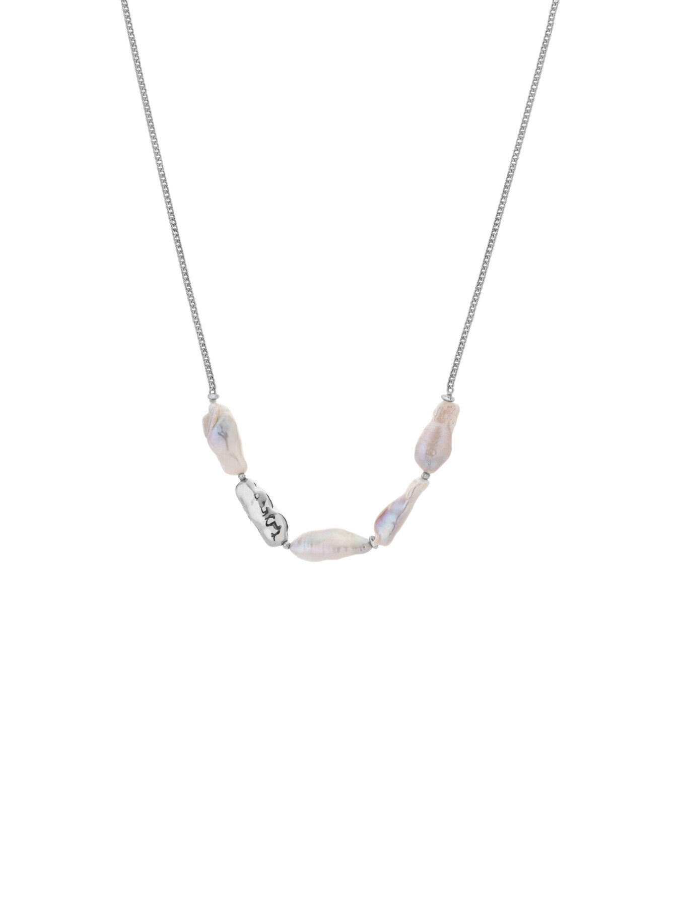 Lustre Pearl and Metal Chain Necklace