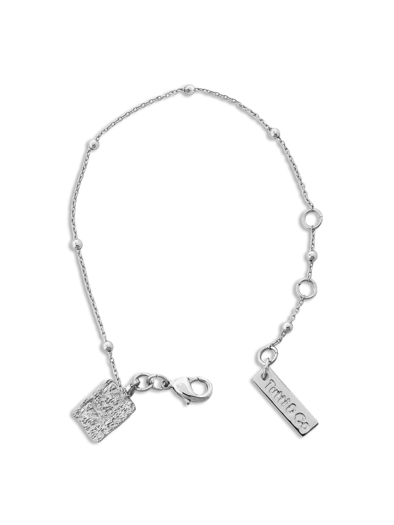 Ball Chain Bracelet with Textured Disc Drop