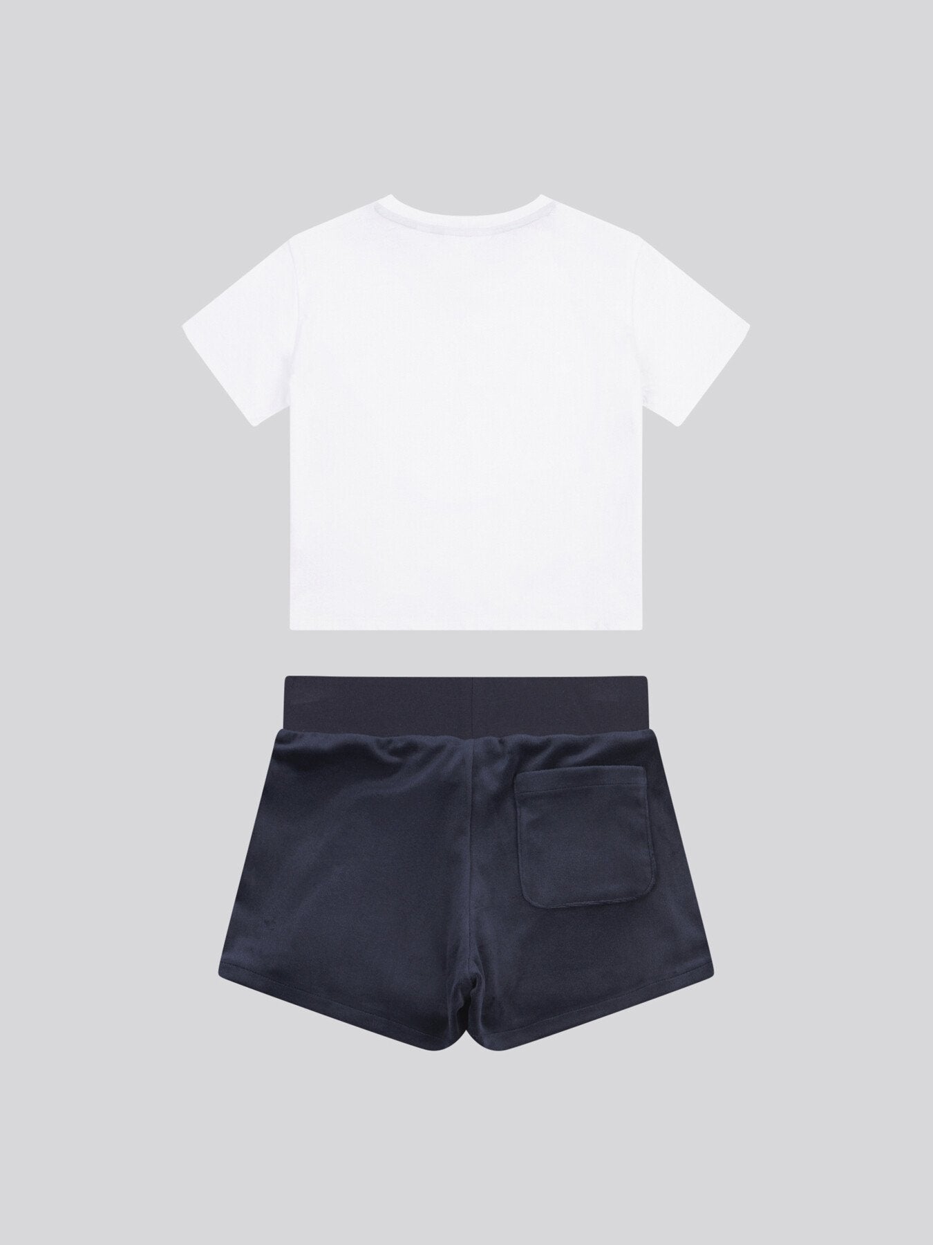 Boxy Double Neck Tee Velour Popper Short Set