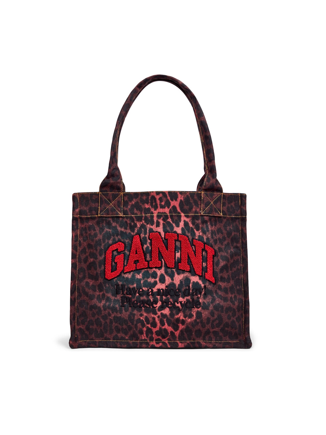 Large Easy Shopper Red Leopard Tote Bag