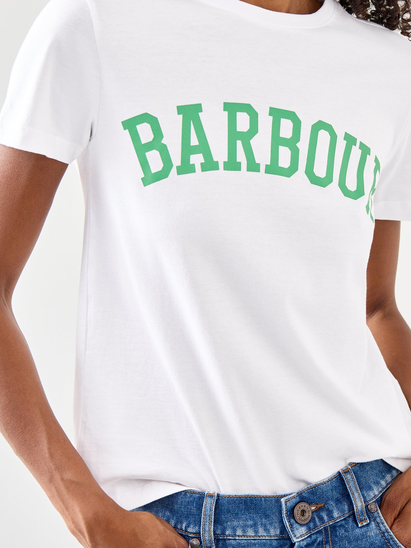 White Cotton Barbour Bailey Graphic T-Shirt