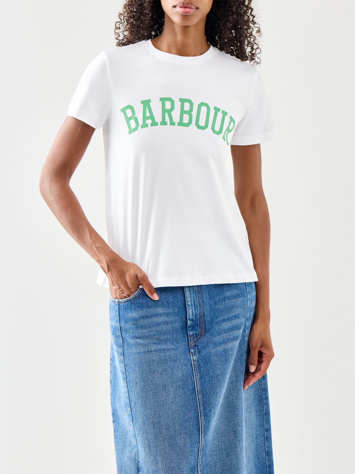 White Cotton Barbour Bailey Graphic T-Shirt