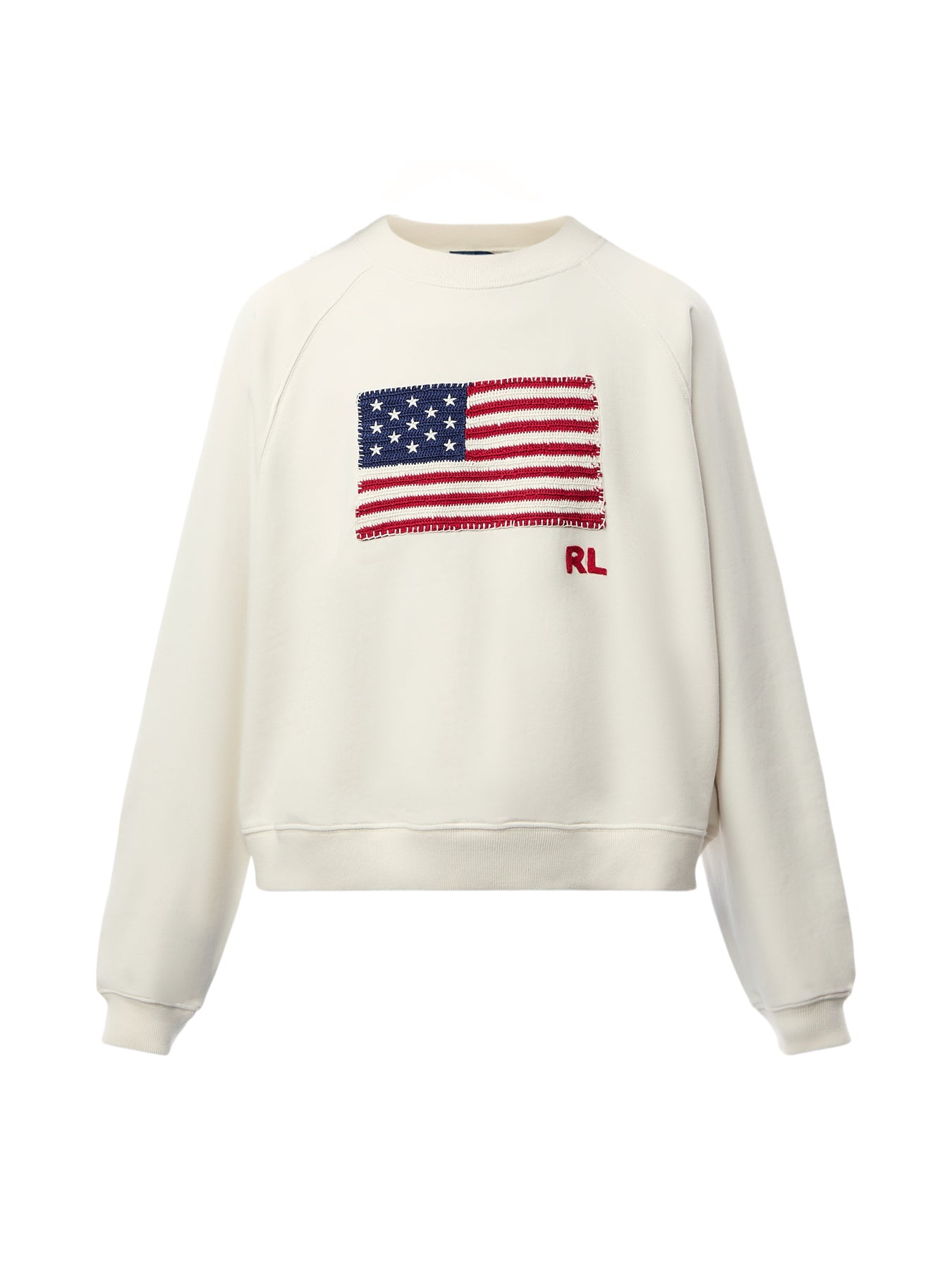 Knit Sweatshirt With Embroidered Flag