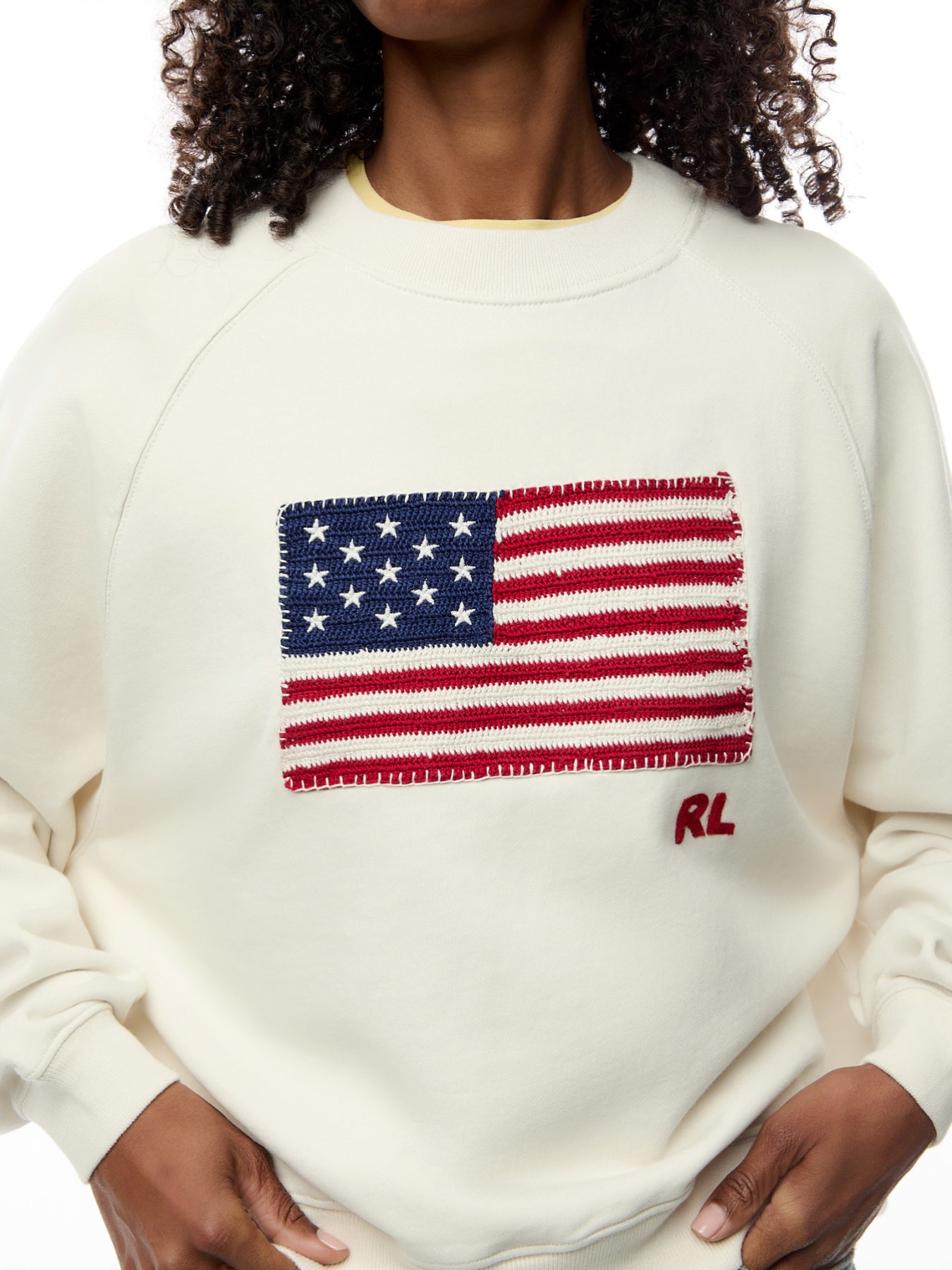 Knit Sweatshirt With Embroidered Flag
