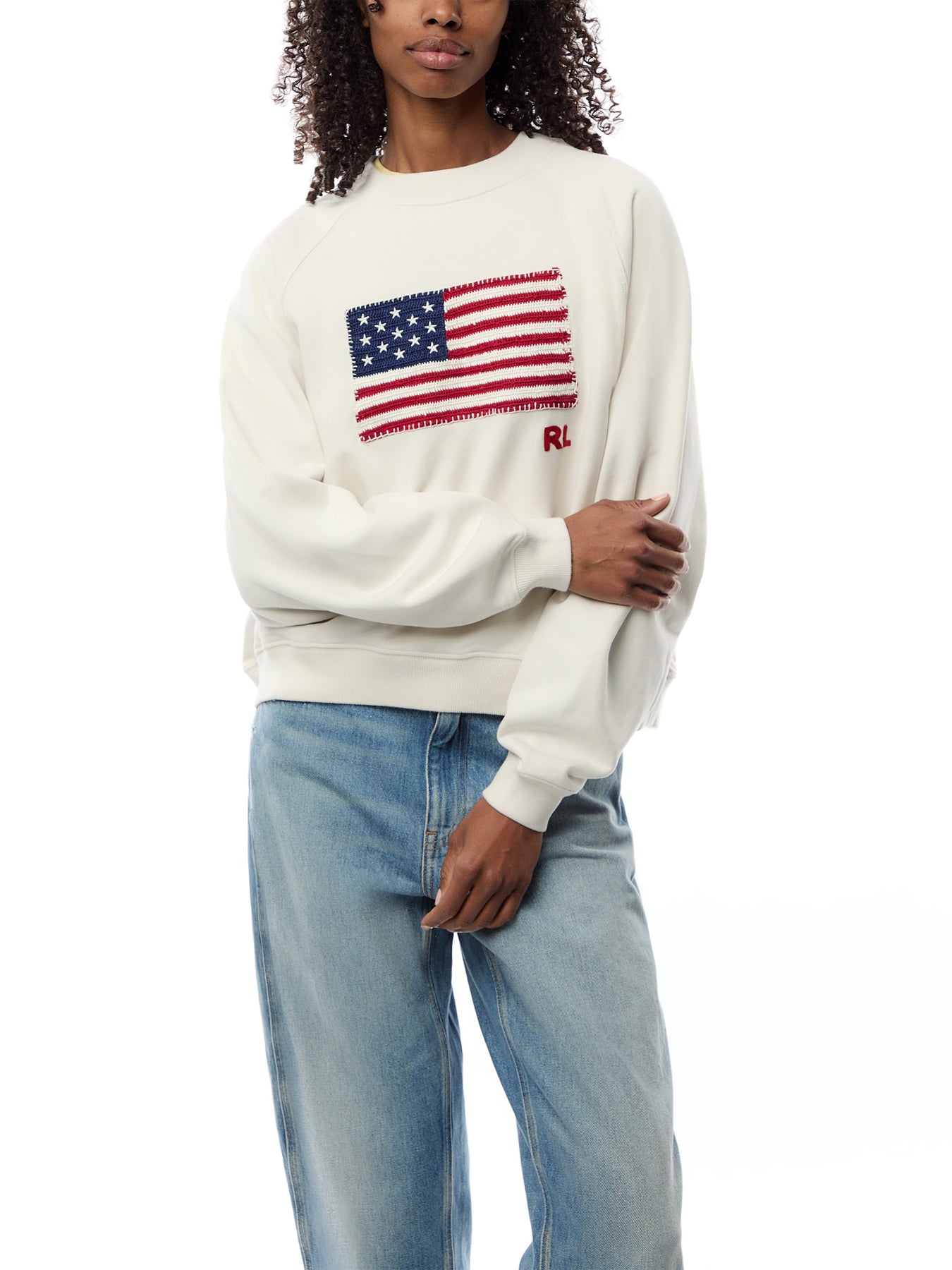 Knit Sweatshirt With Embroidered Flag