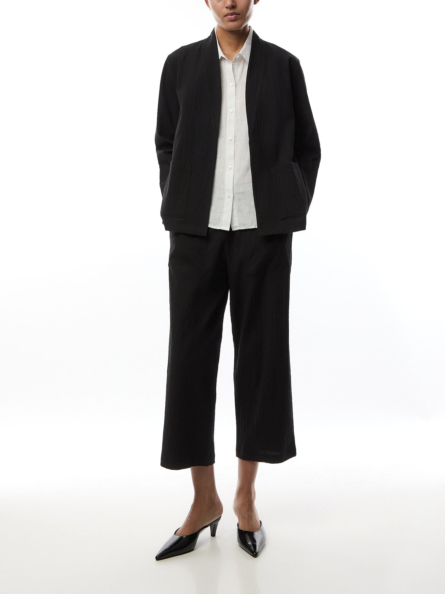 Straight Cropped Pant Cotton Pucker