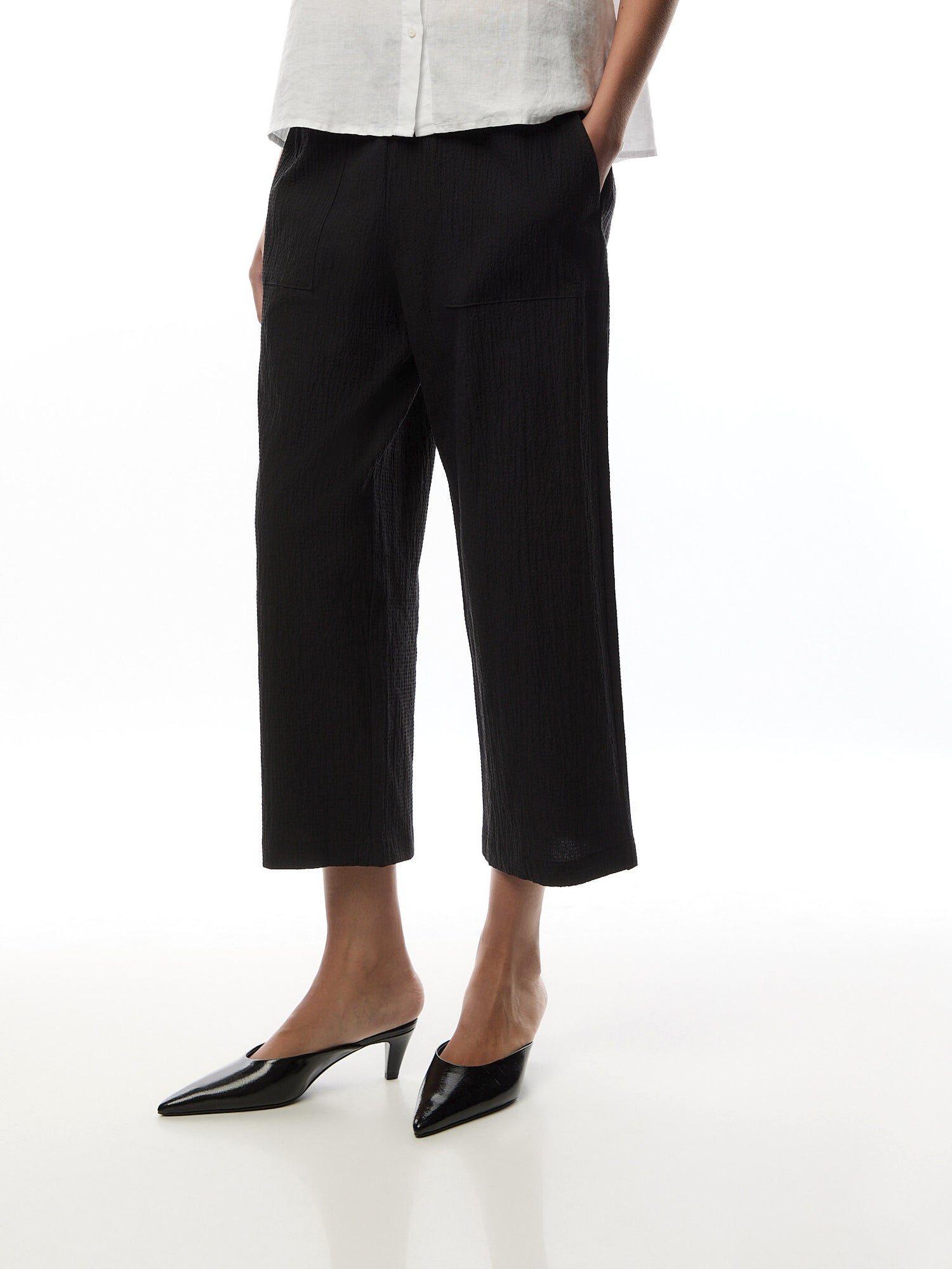 Straight Cropped Pant Cotton Pucker