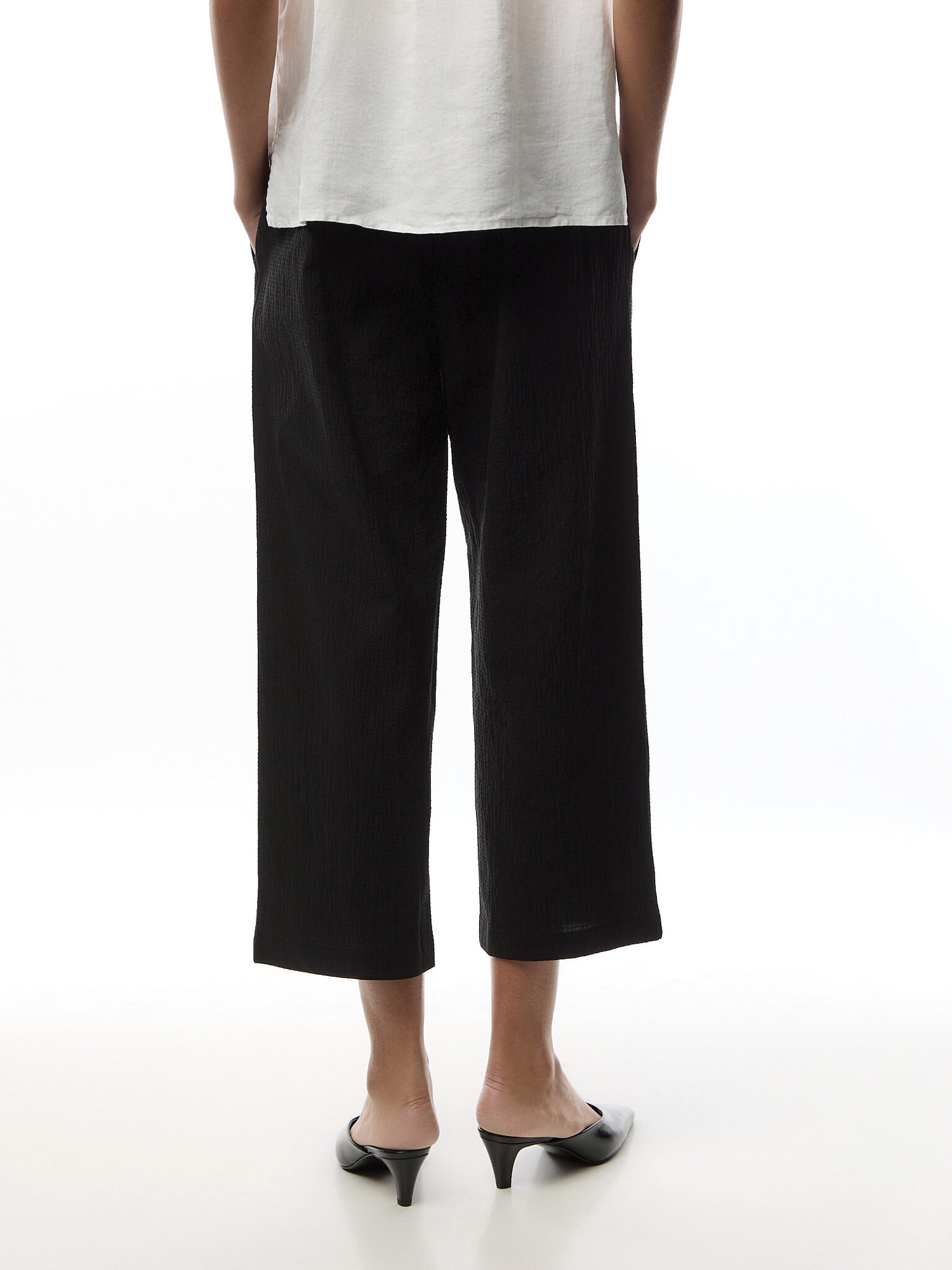Straight Cropped Pant Cotton Pucker