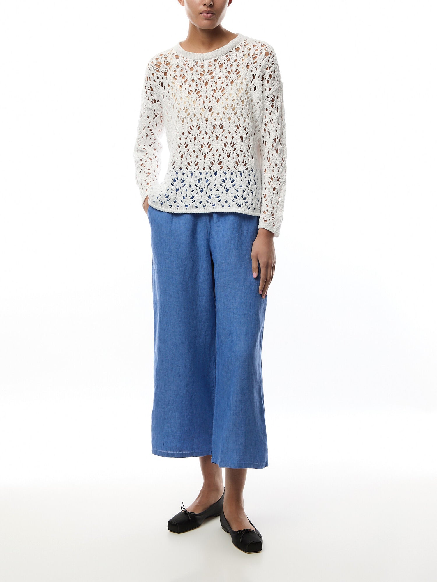 Wide Leg Cropped Pant Linen