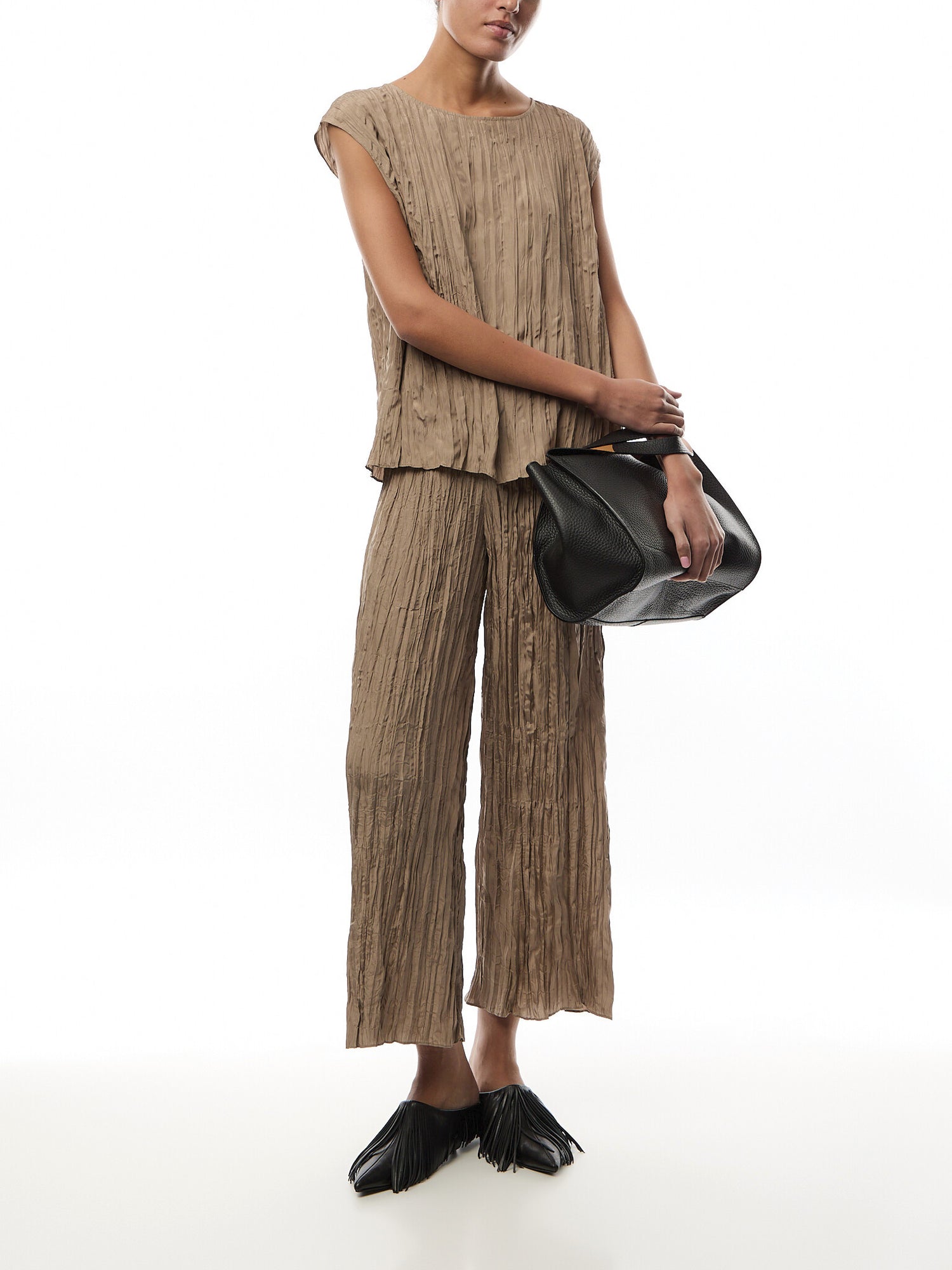 Wide Ankle Pant Crushed Silk