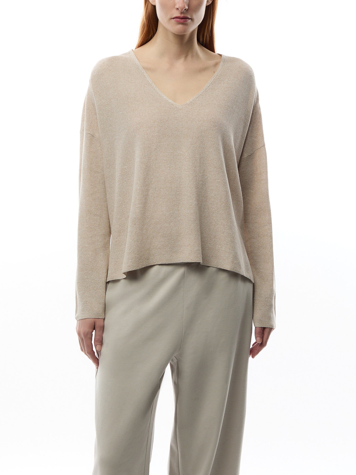 V-Neck Sweater Linen Cotton