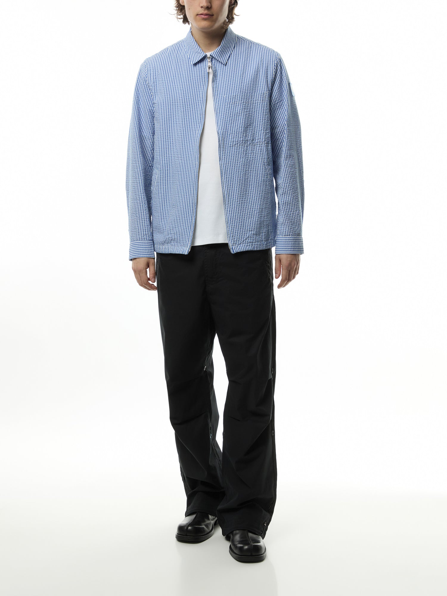 Channel Seersucker Stripe Overshirt