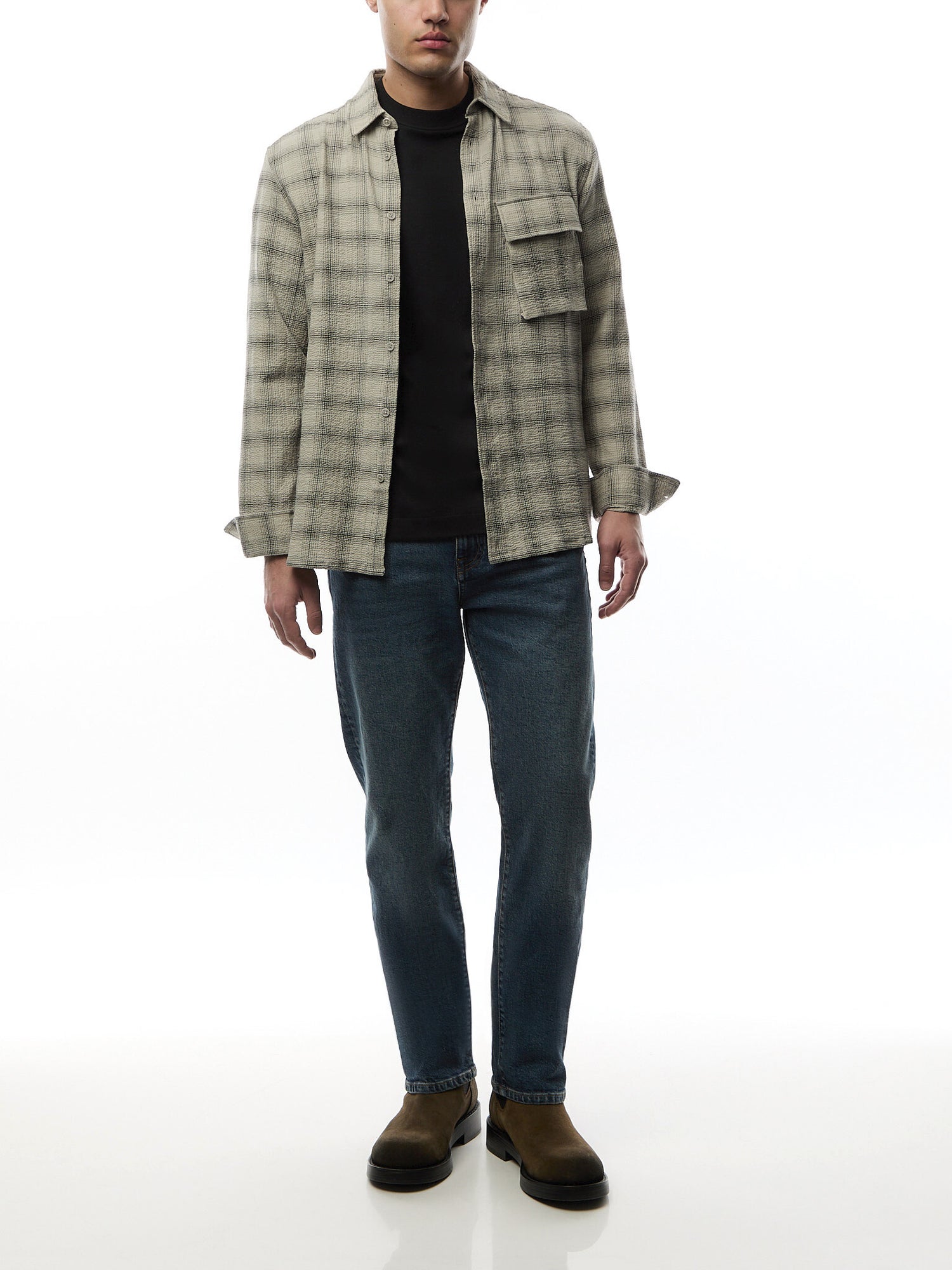 Scale Linen Seersucker Check Shirt