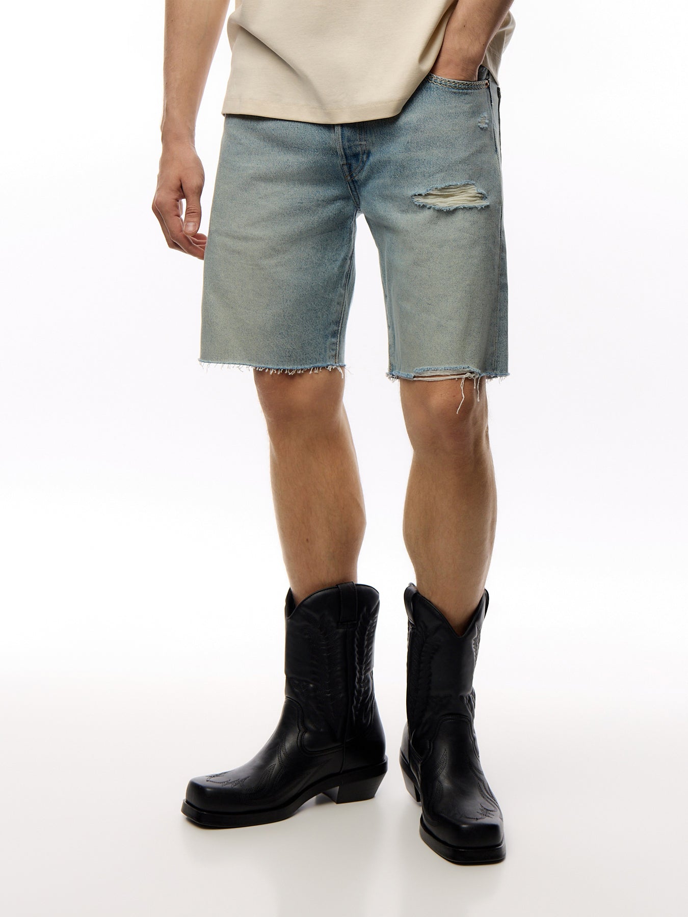 501 Original Embroidered Shorts Light Indigo