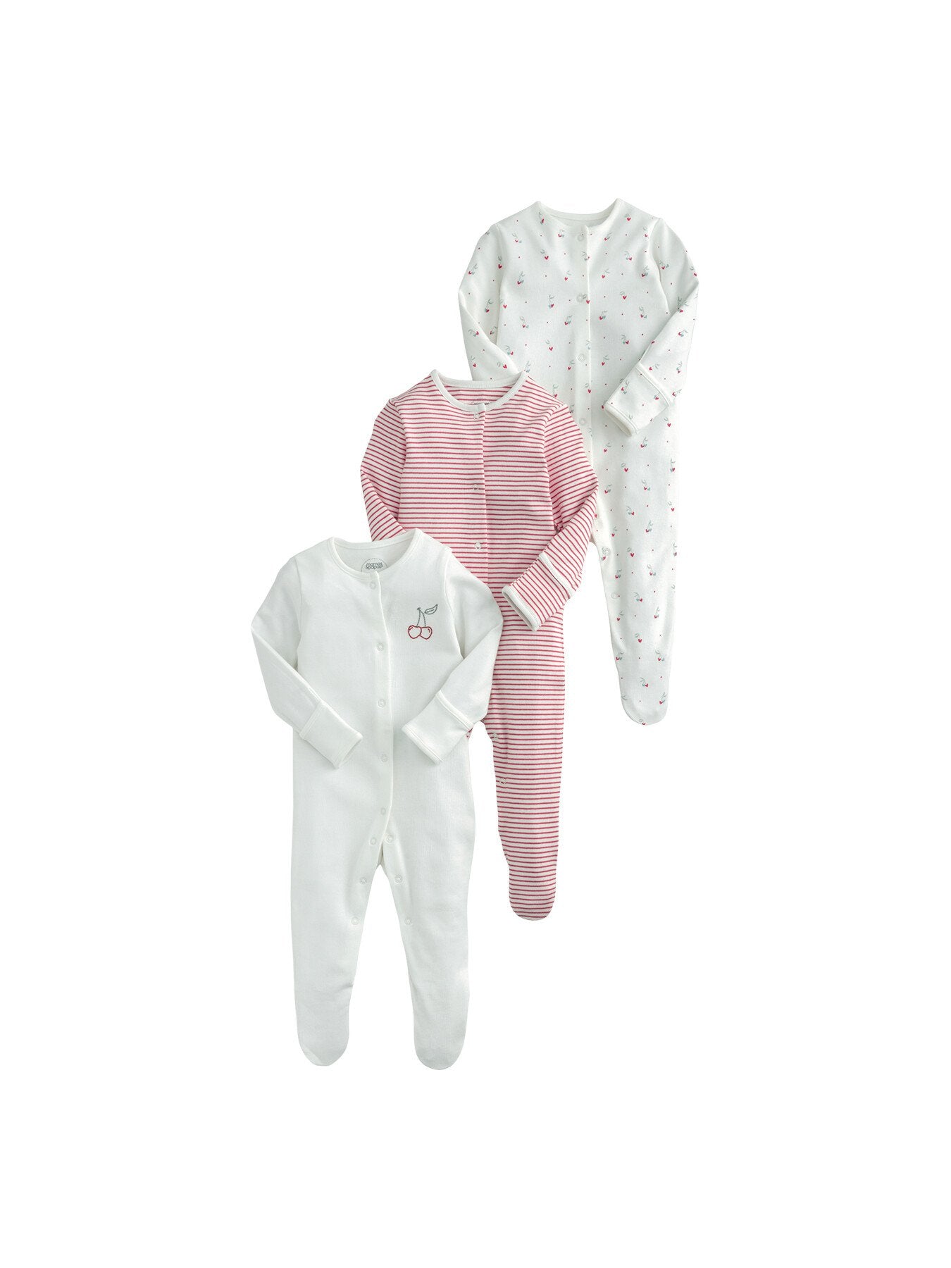 Ditsy Cherry Sleepsuits (Set of 3)