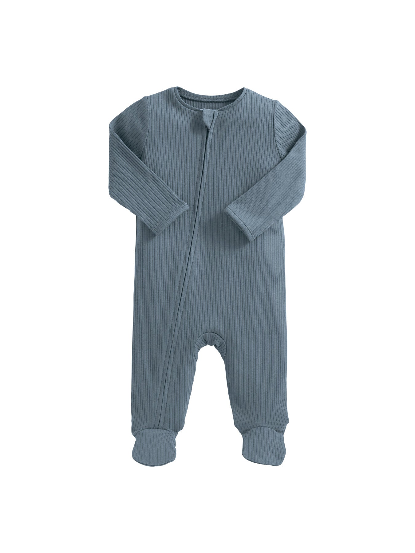 Organic Cotton Ribbed Sleepsuit - Petrol Blue
