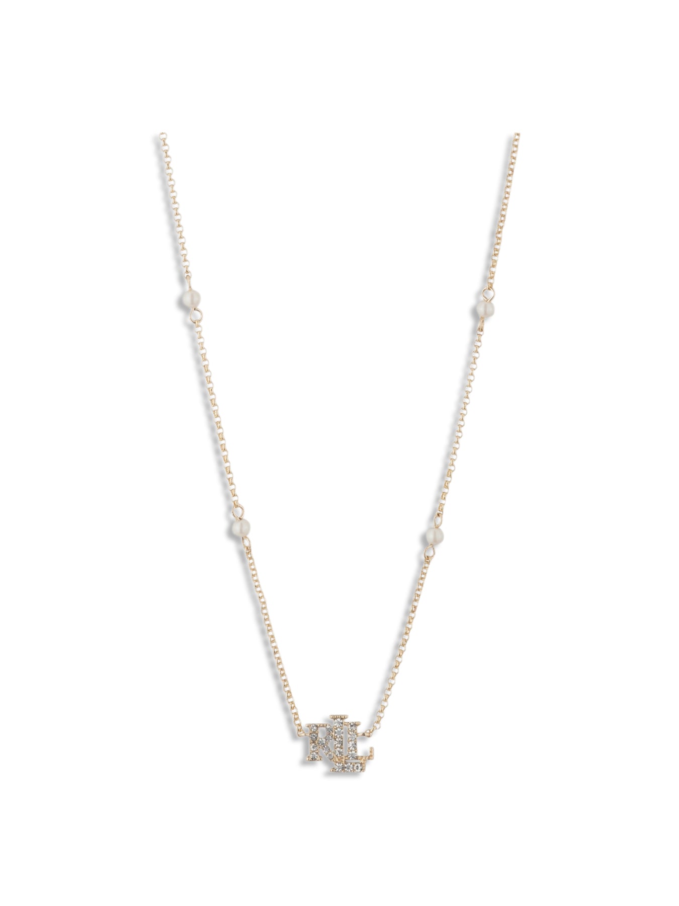 Nk 16in Logo Pearl Pendant-gldwhite Necklace