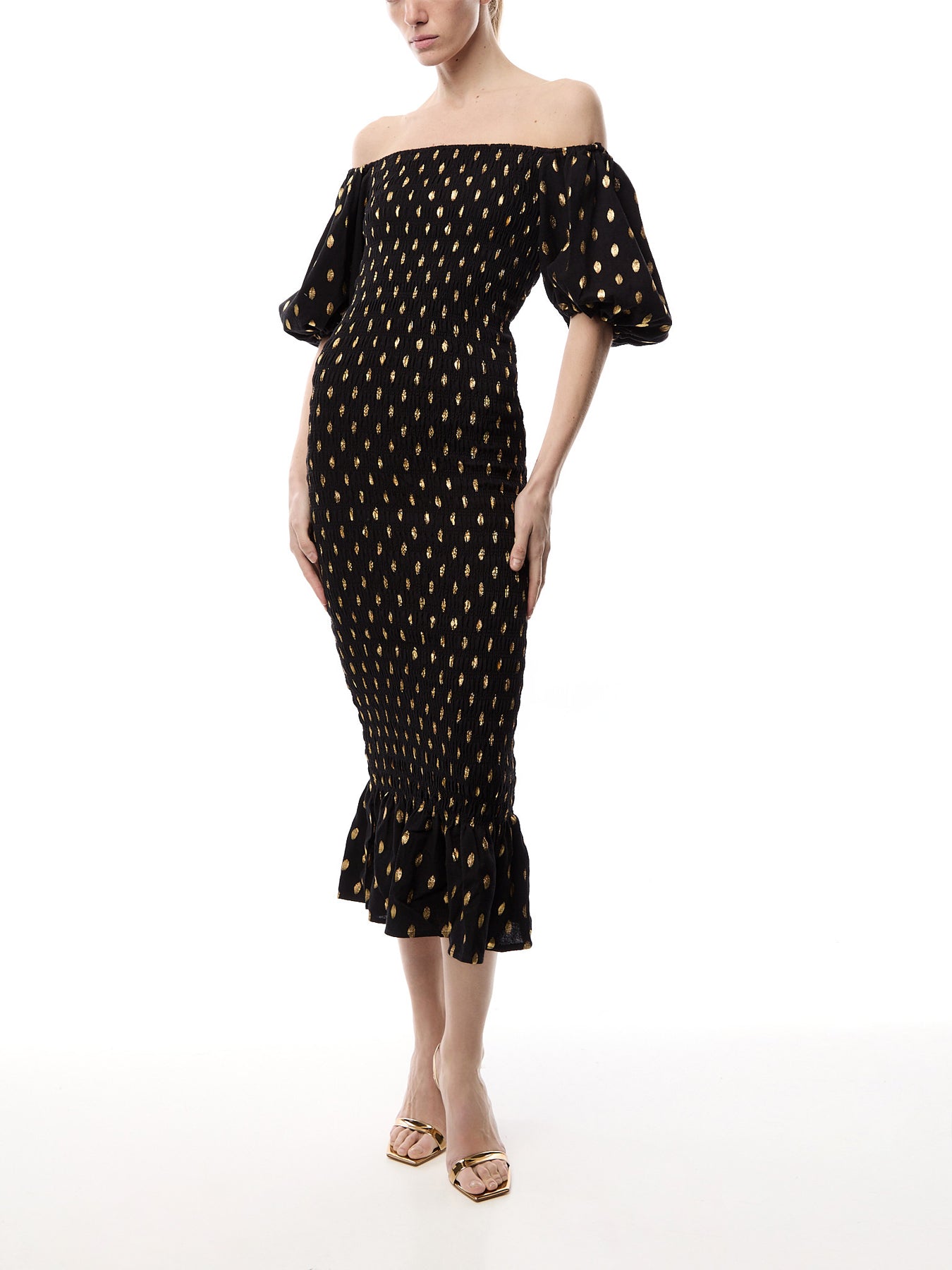Black Jojo Dress with Gold Fleck