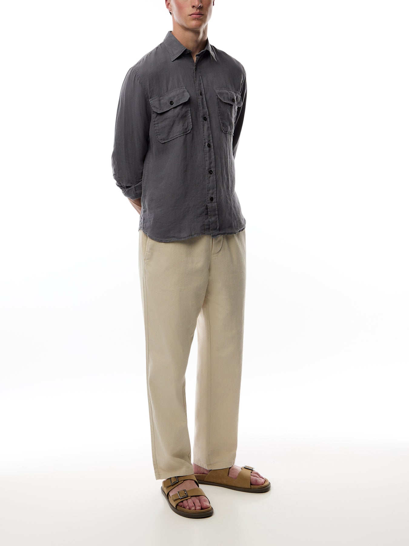 Two Pocket Linen Play Pat Woven Shirt