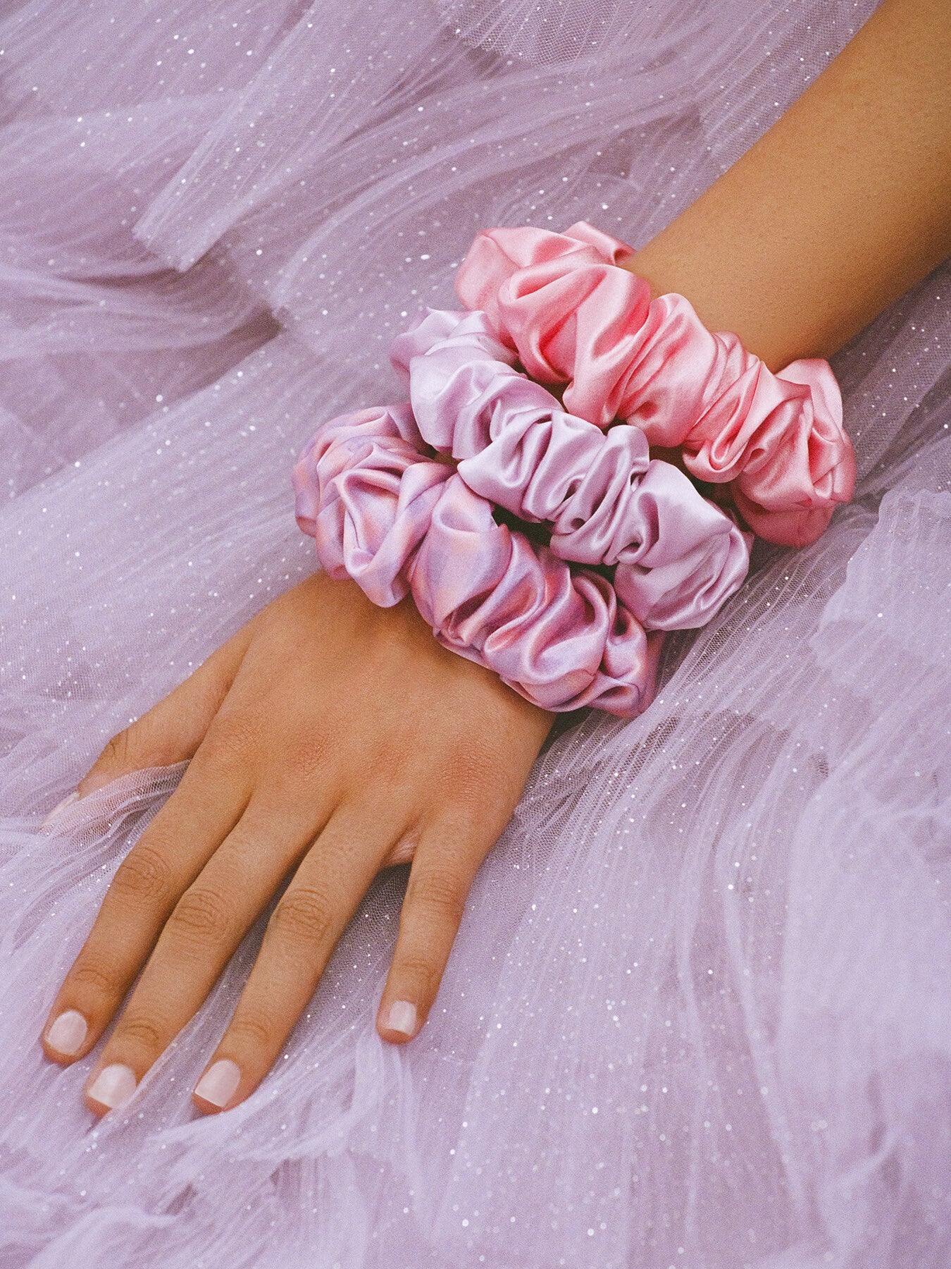 Pure Silk Large Scrunchies Belleflower
