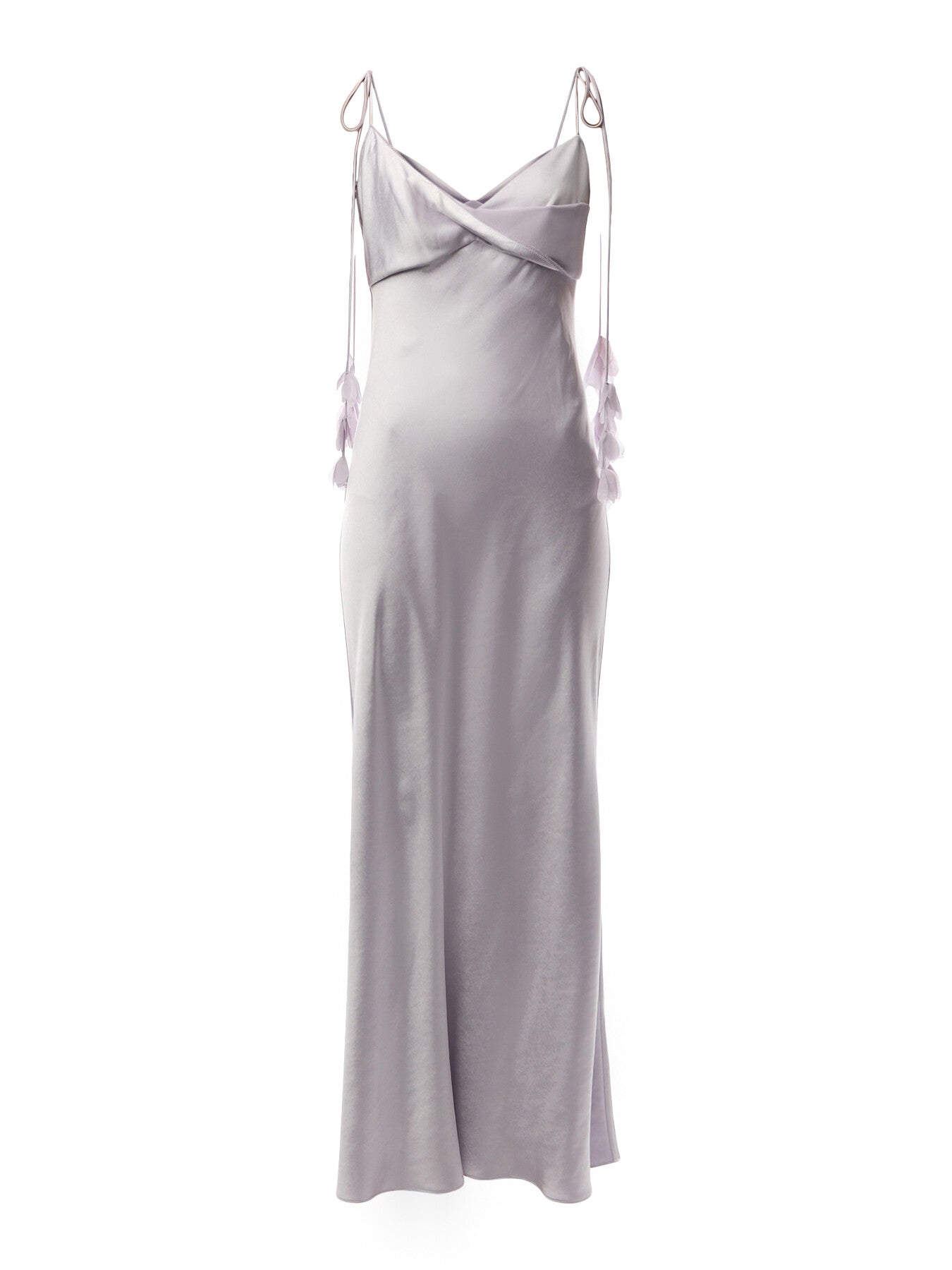 Lilac Satin Flower Maxi Dress
