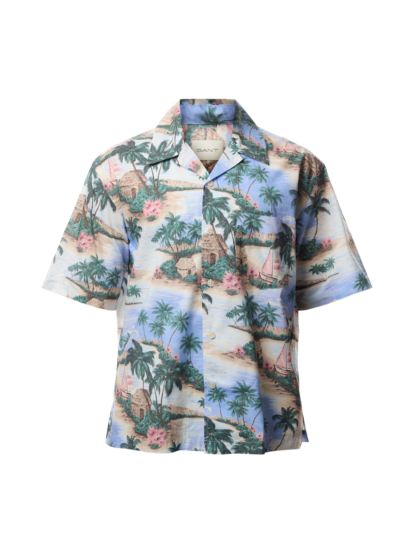 Resort Island Print Short Sleeve Shirt