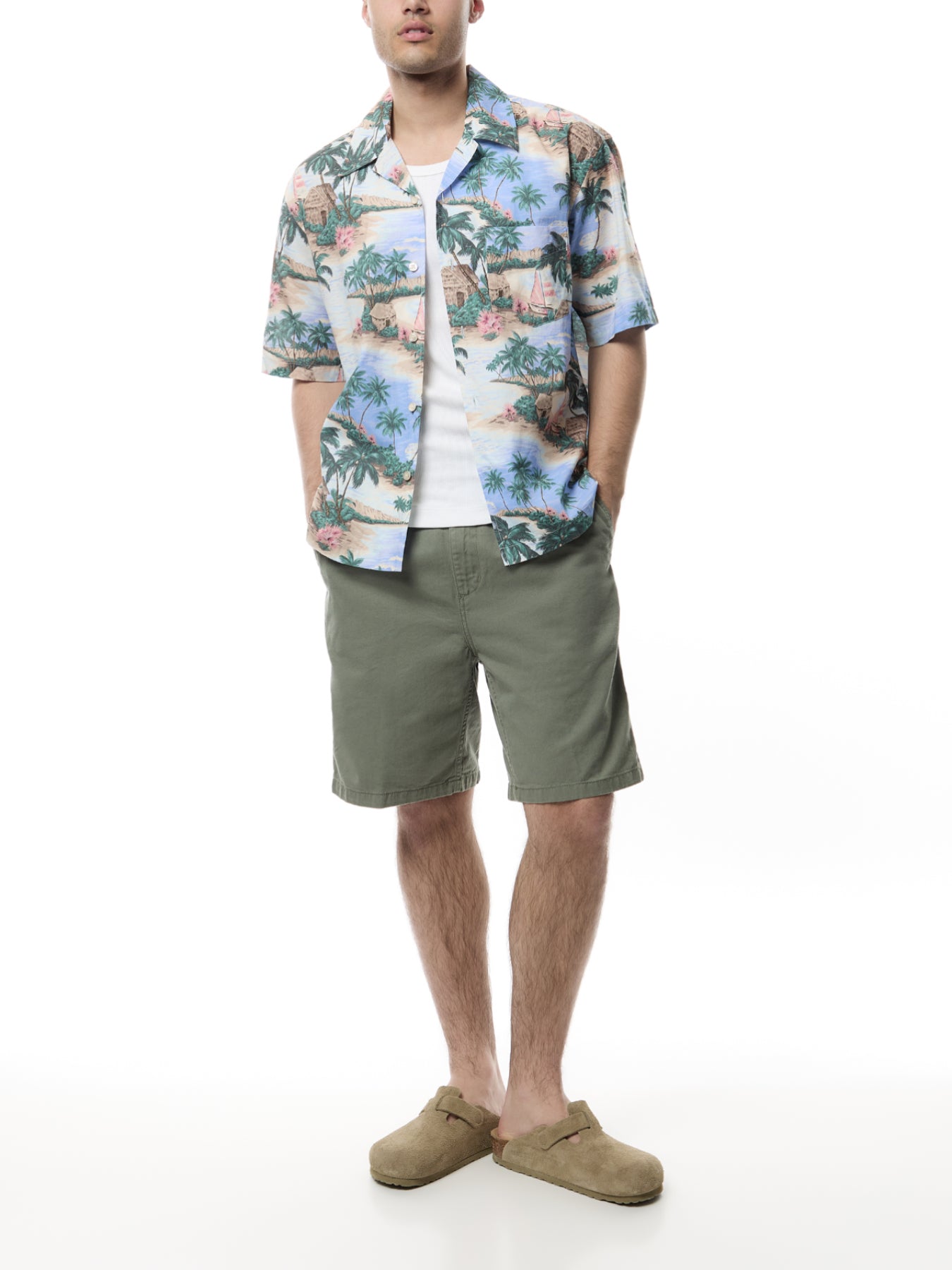 Resort Island Print Short Sleeve Shirt