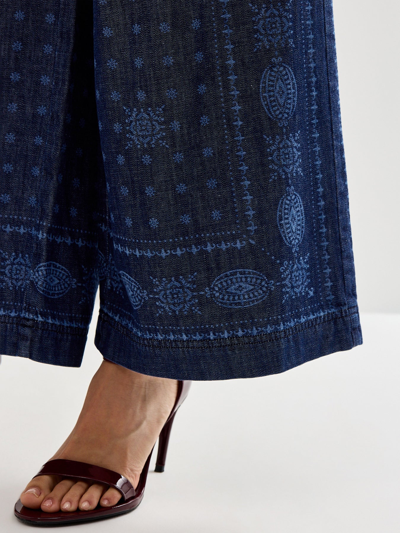 Weekend Micron Printed Wide Leg Denim Trouser