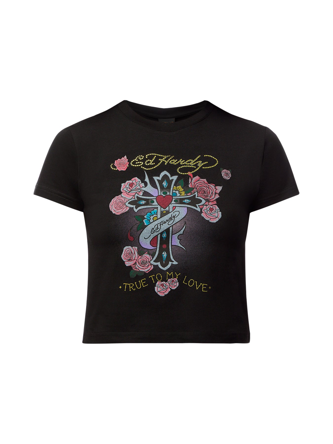 Womens Love Is True Diamante Baby T-Shirt