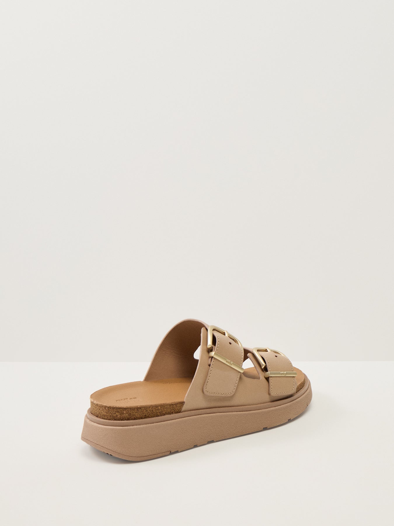Gen-Ff Buckle Two-Bar Leather Slides Classic Beige