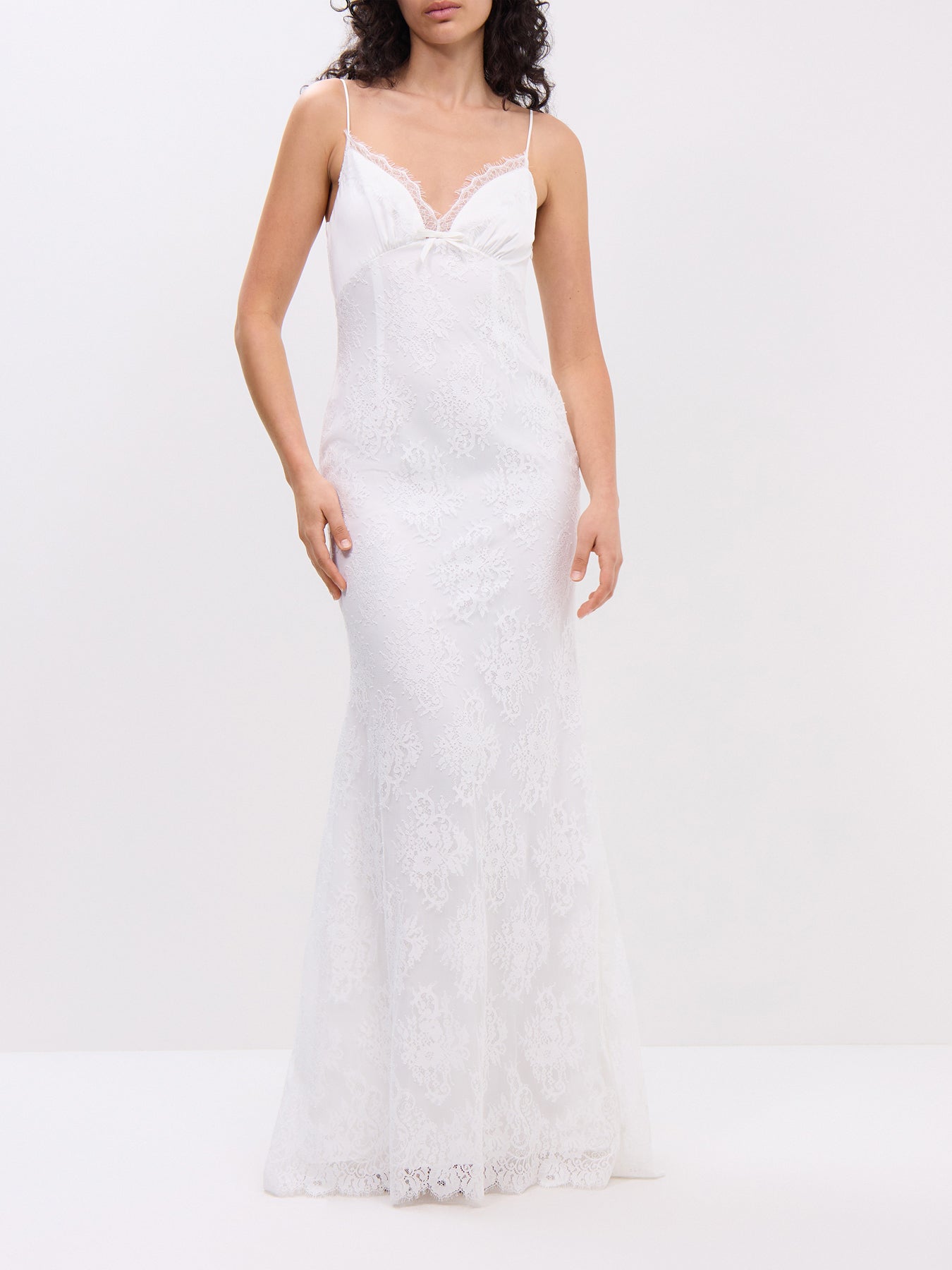 White Strappy Floral Lace Maxi Dress