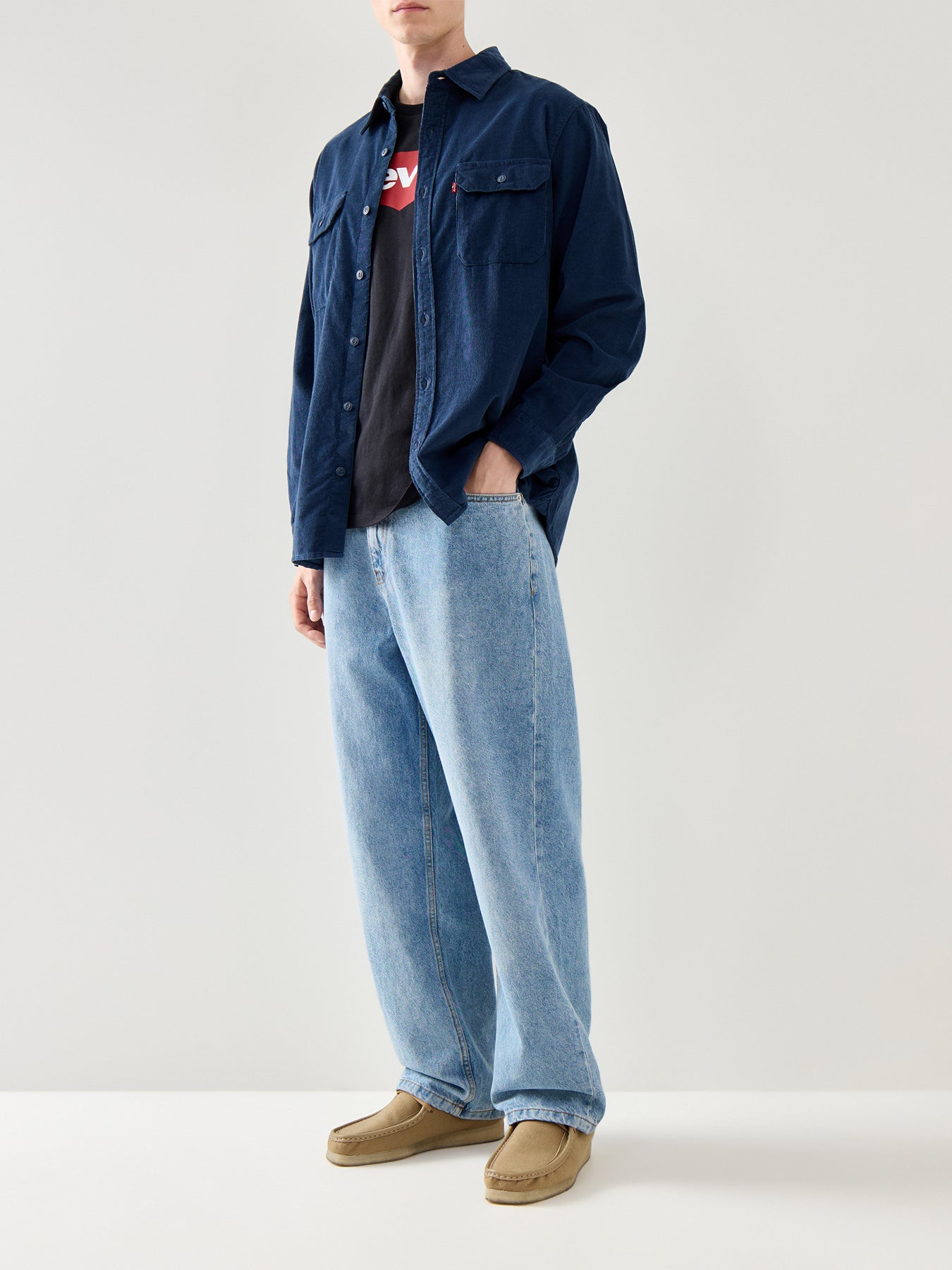 Jackson Worker Cotton Cord Shirt Blue