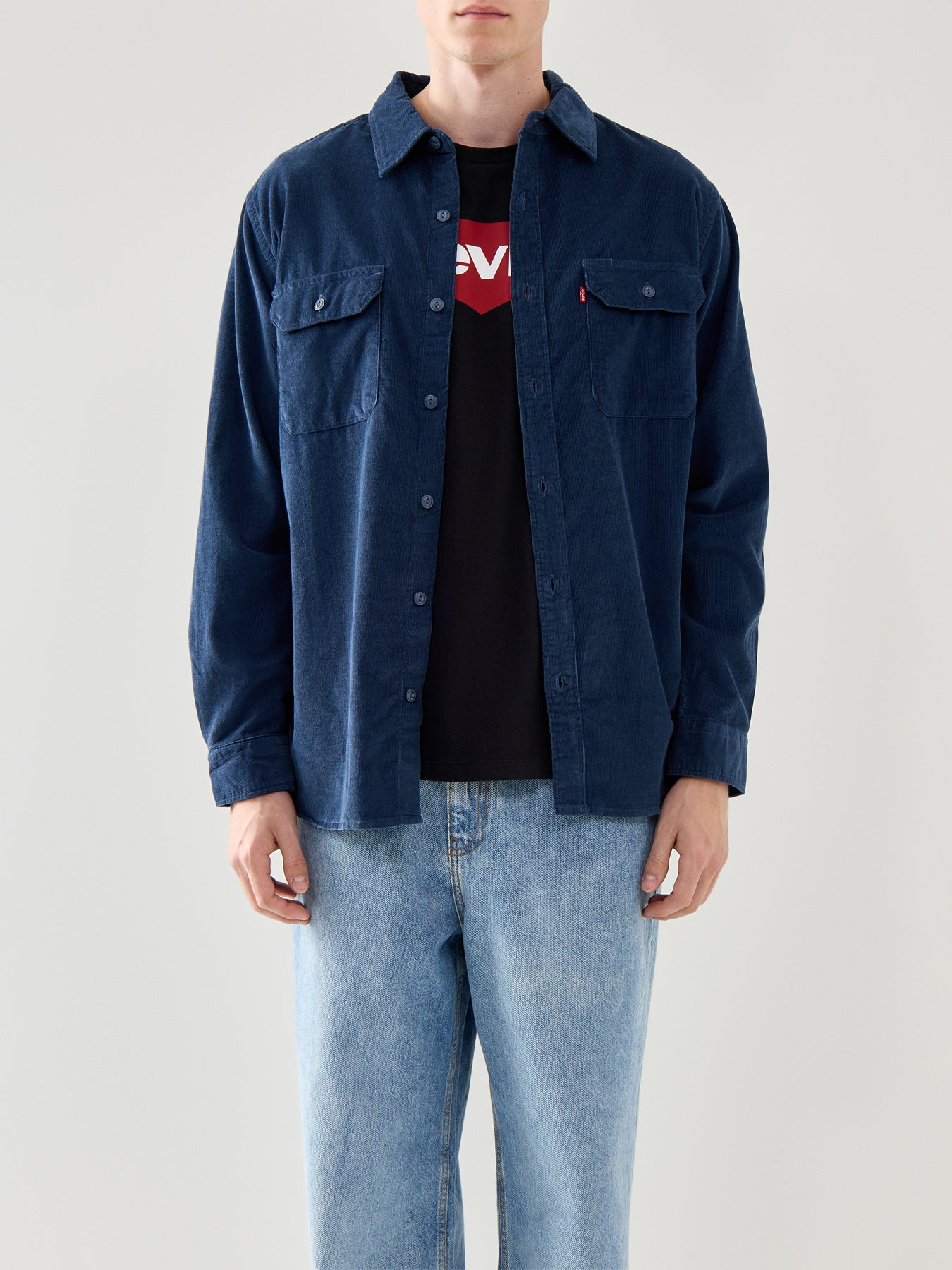 Jackson Worker Cotton Cord Shirt Blue