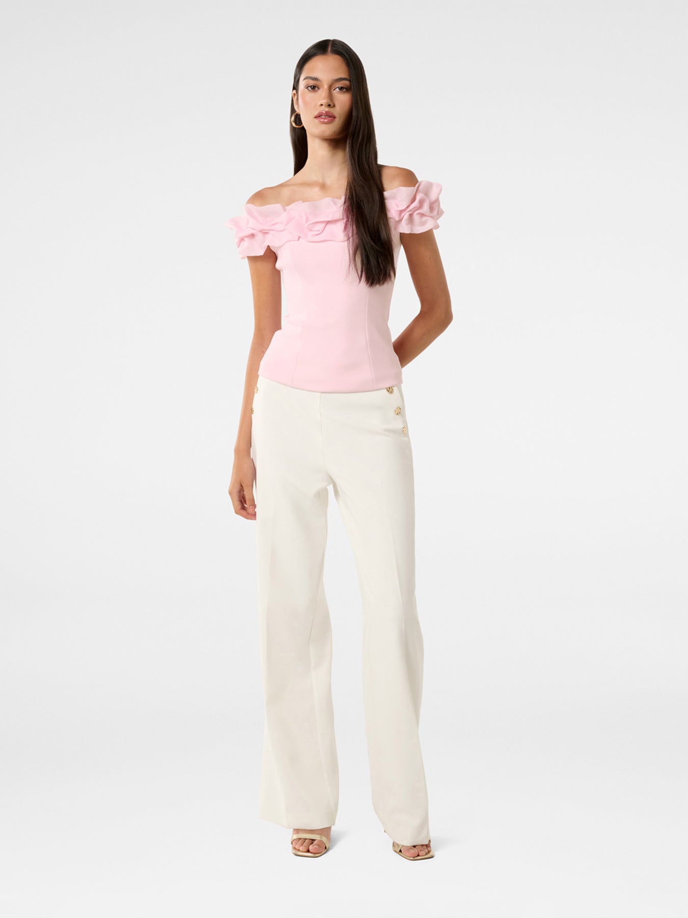 Stephanie Ruffle Crepe Bustier Top
