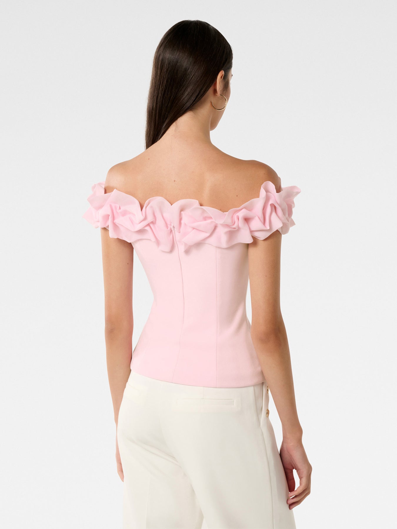Stephanie Ruffle Crepe Bustier Top