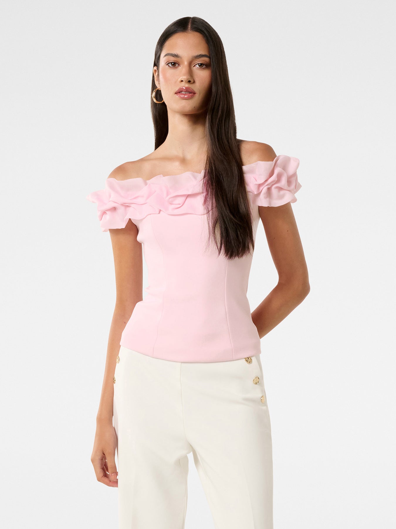 Stephanie Ruffle Crepe Bustier Top