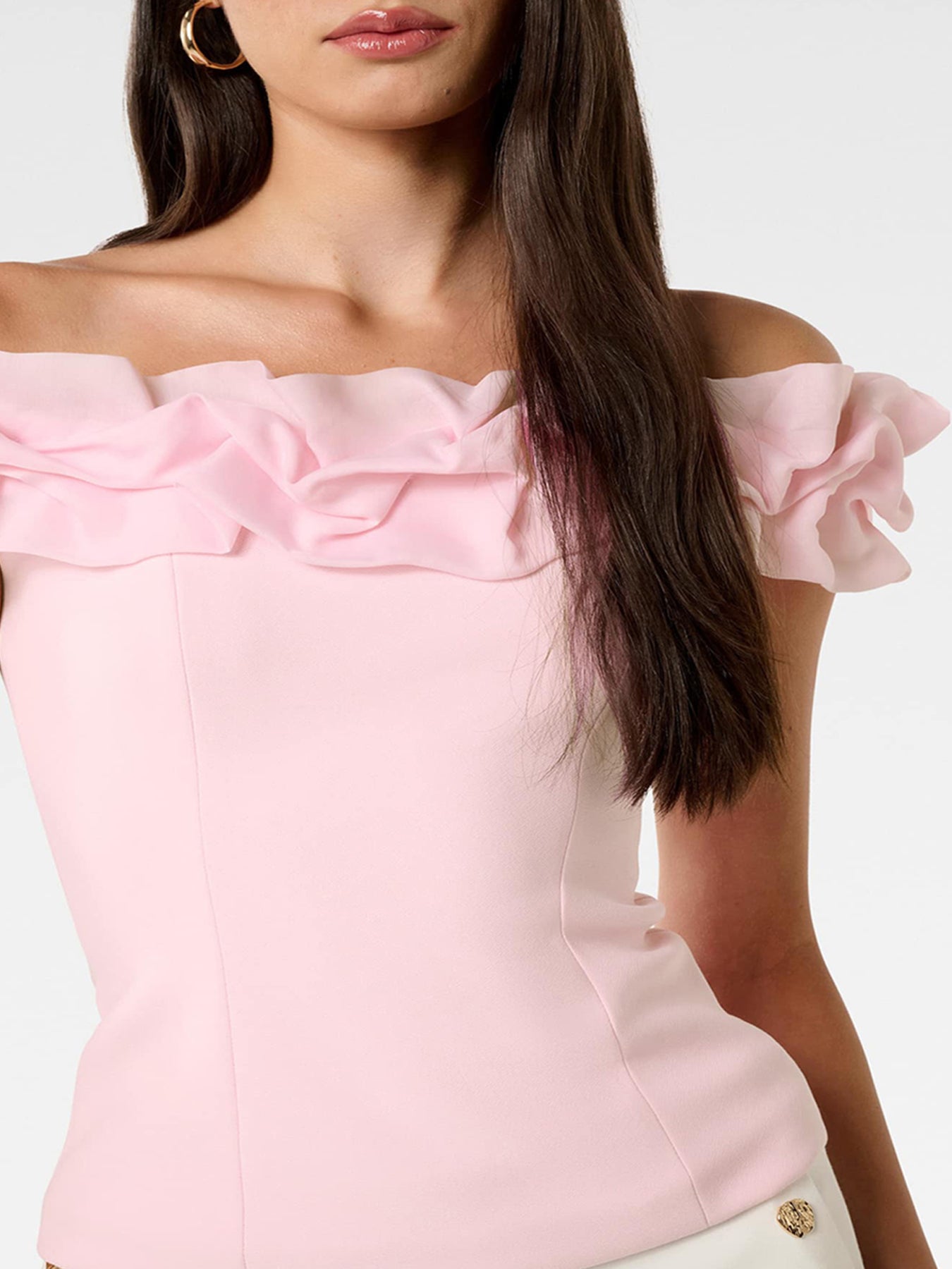 Stephanie Ruffle Crepe Bustier Top