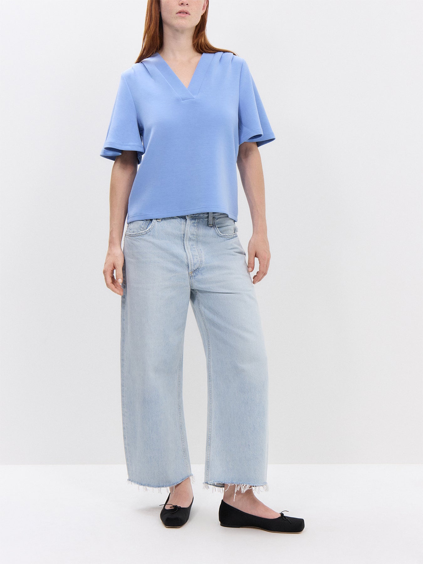 V-neck Cornflower Blue Top