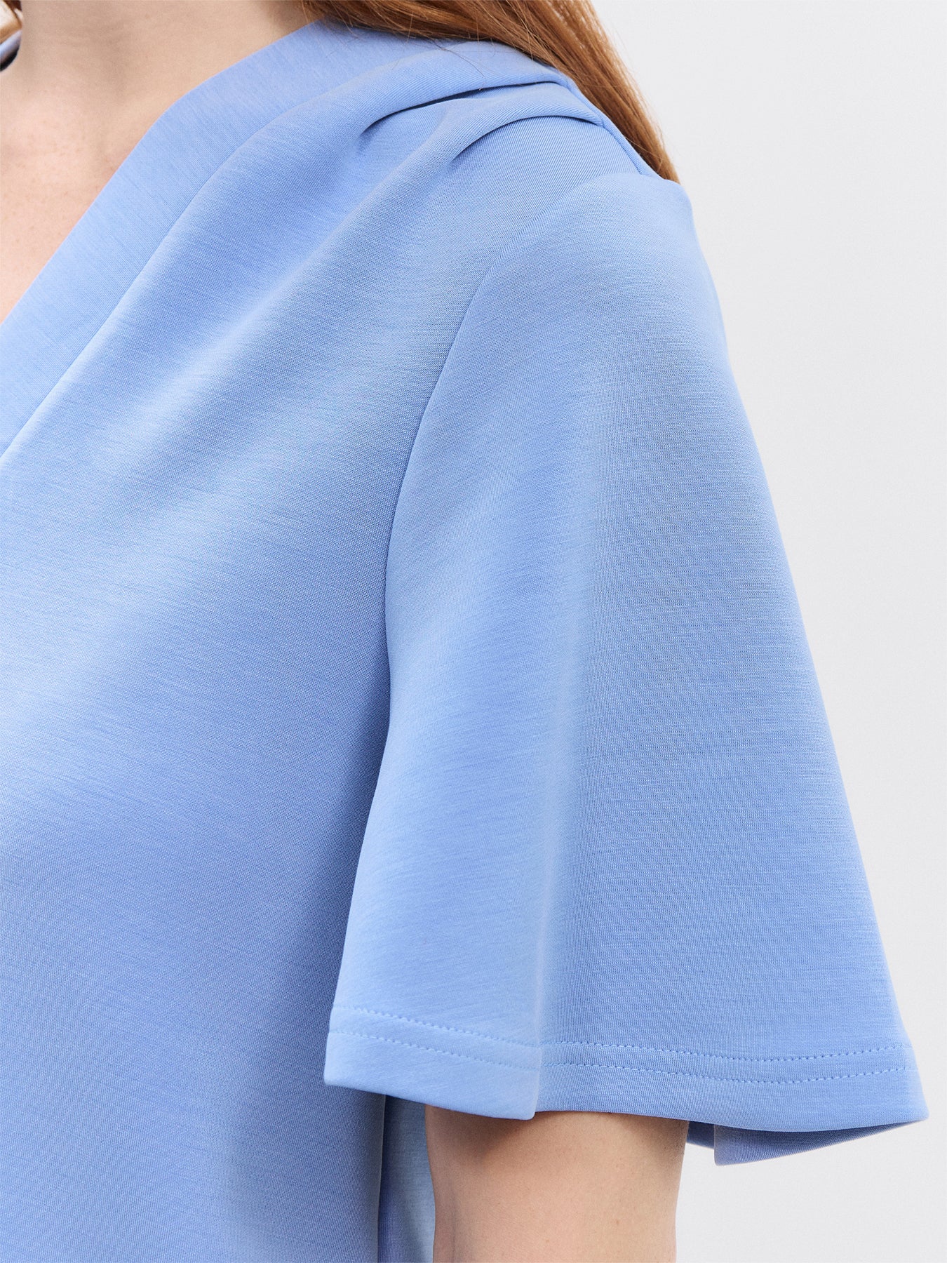 V-neck Cornflower Blue Top