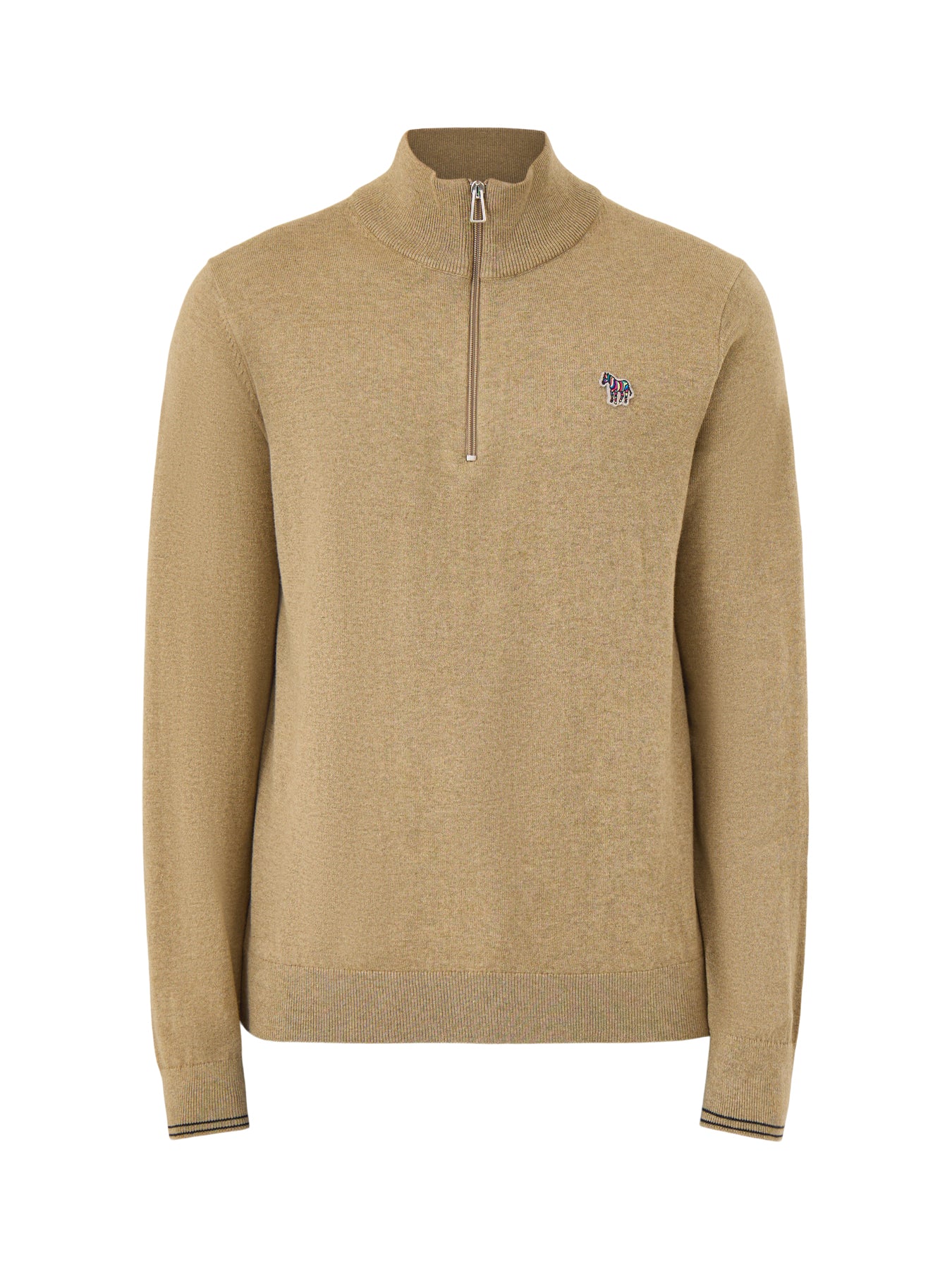 Zebra 1/4 Cotton Zip Knitwear Tan