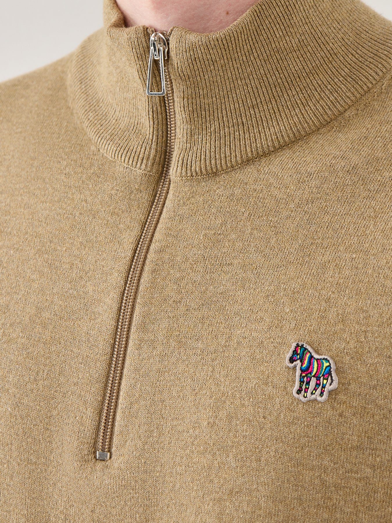 Zebra 1/4 Cotton Zip Knitwear Tan
