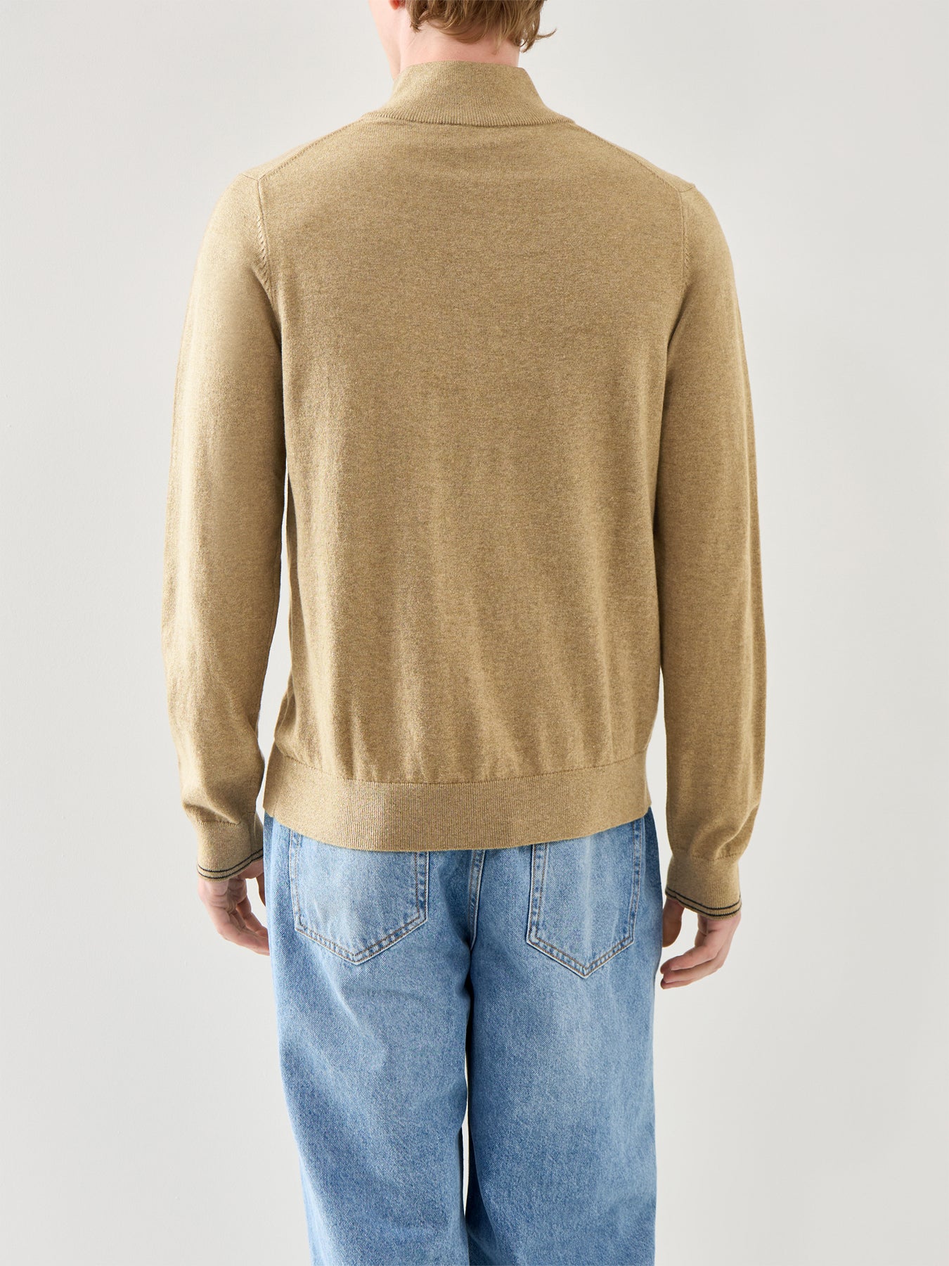 Zebra 1/4 Cotton Zip Knitwear Tan
