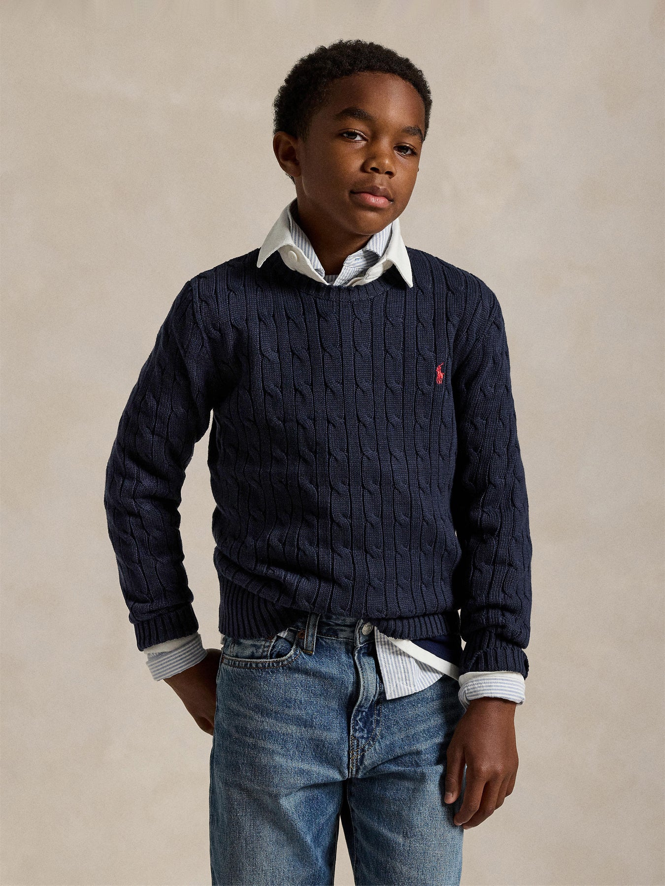 Blue Cable Knit Sweater