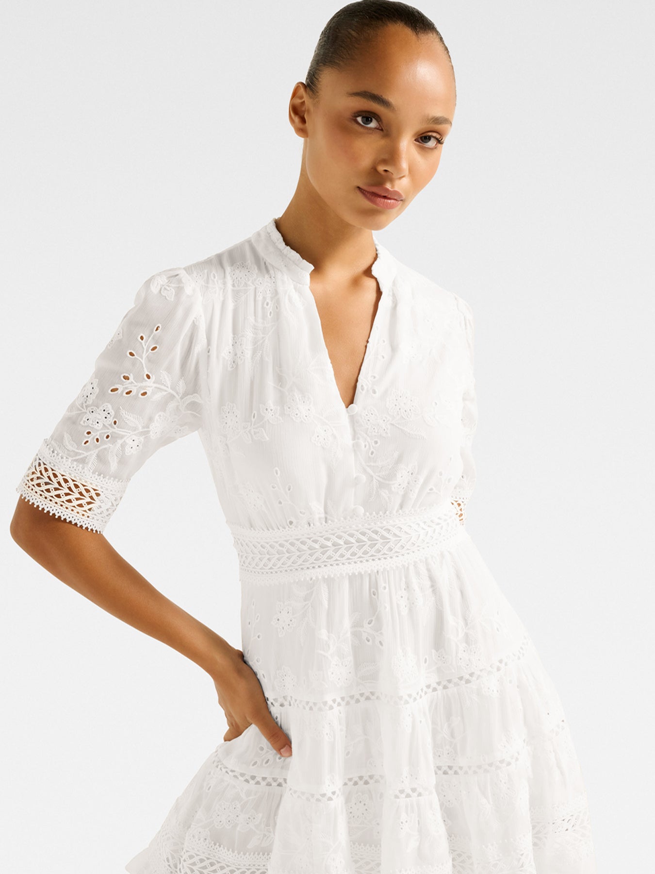 Lillian Trim Skater Mini Dress