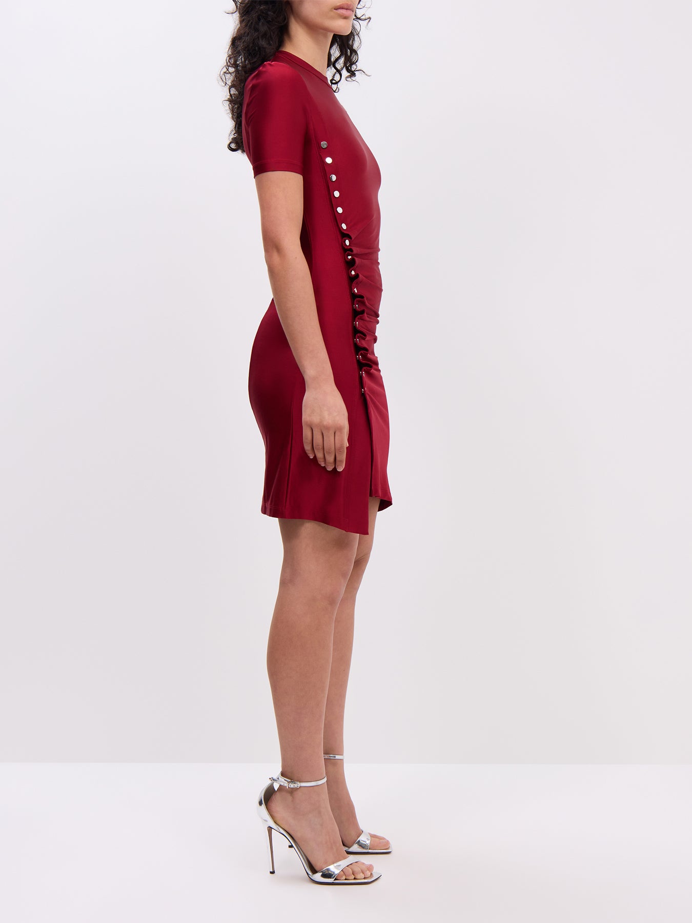Robe Stretch Jersey Short Sleeve Mini With Button Detail