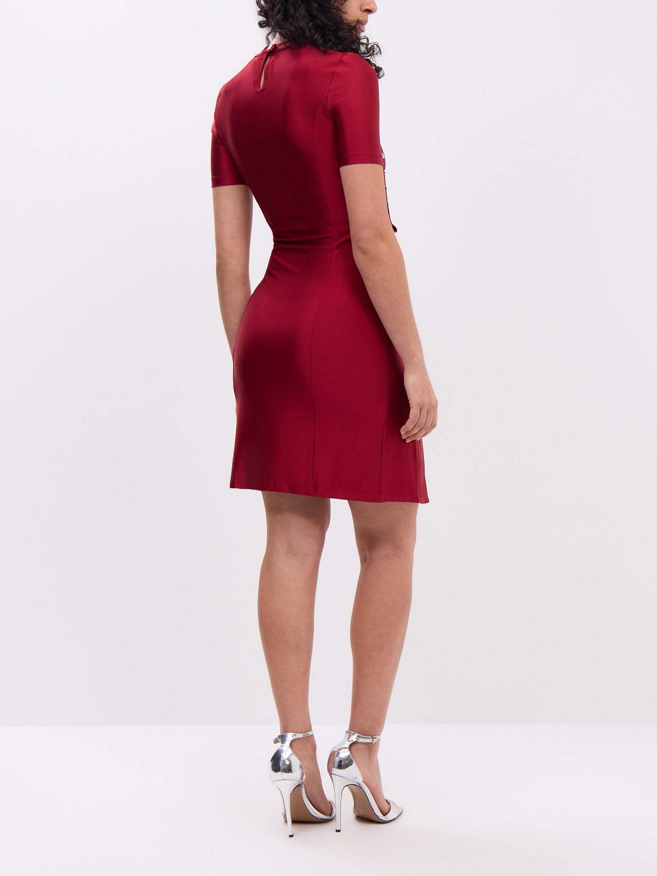 Robe Stretch Jersey Short Sleeve Mini With Button Detail