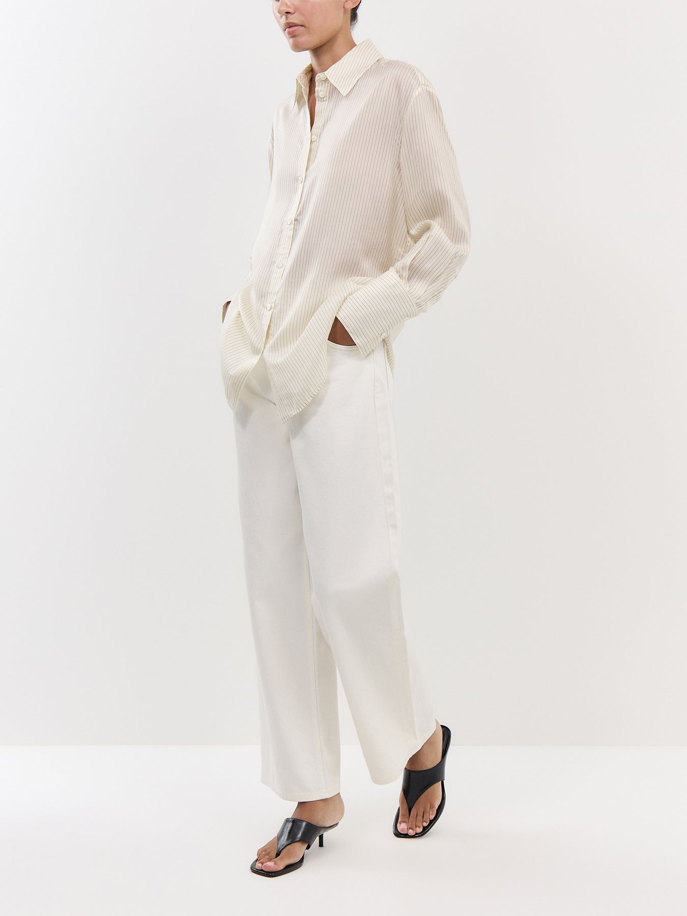 Bridget Shirt Ivory And Black Pinstripe