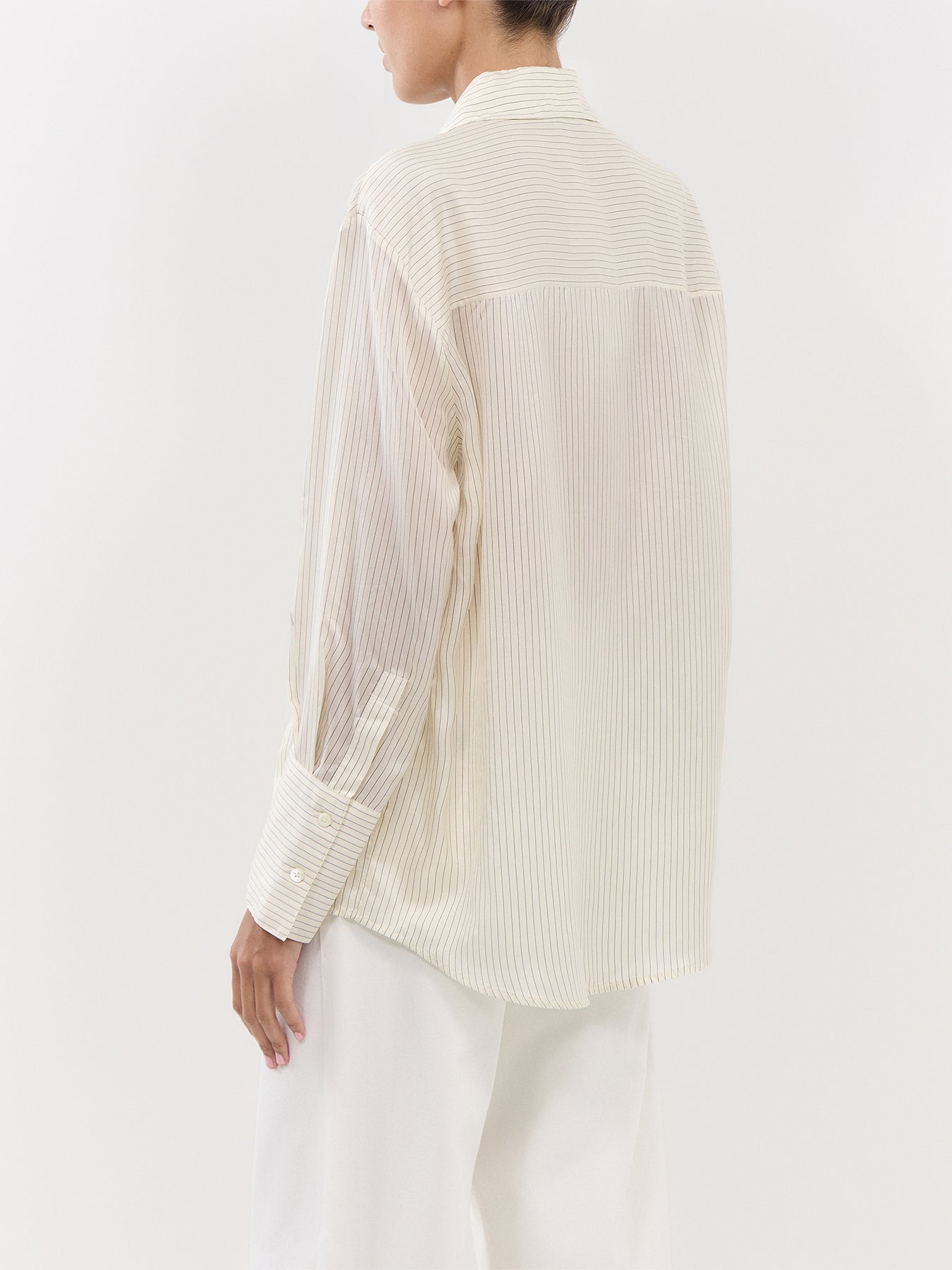 Bridget Shirt Ivory And Black Pinstripe